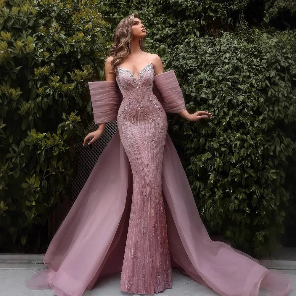 Luxury Designer Pink Mermaid Evening Dress with Big Bow LA73061 - Elegant Formal Gown for Prom, Wedding, Gala & Special Occasions