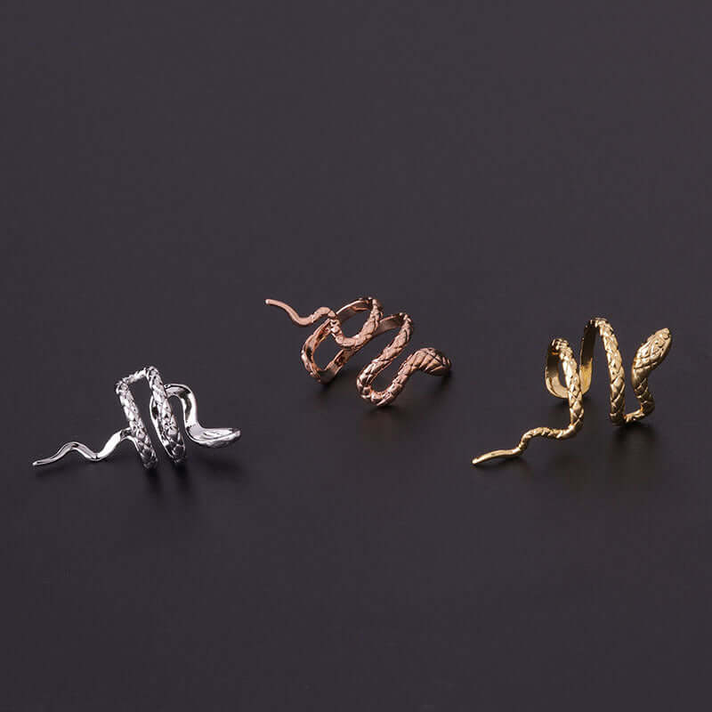 Rose Gold Snake Serpent Climber Earrings Non-Piercing Cuff Ear Cuff Jewelry for Women | HSPJ629 | Perfect for Parties, Weddings & Everyday Fashion Accessories