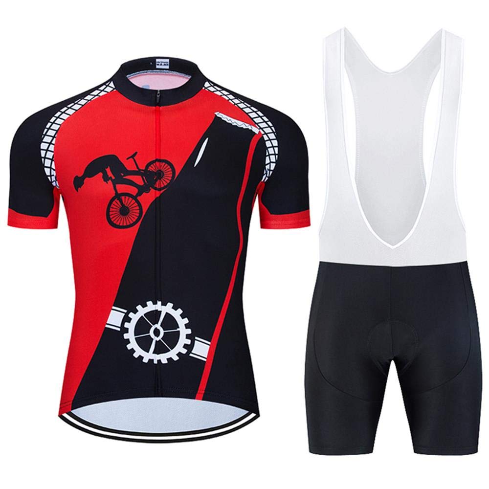 MOXILYN Men's Cycling Jersey & Bib Shorts Set - Breathable Short Sleeve Mountain Bike Shirt with 20D Gel Padding - MTB Bicycle Clothing for Road & Trail Riding - Perfect for Cycling, Commuting & Outdoor Sports