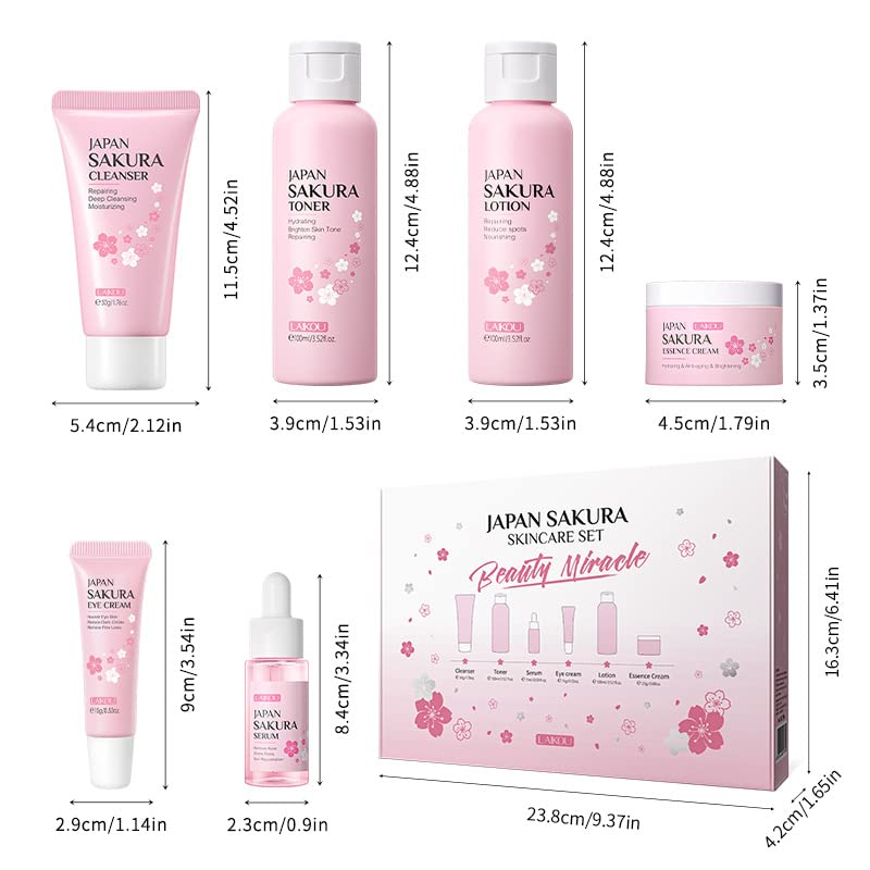 1 Pack Complete Skin Care Set - Deep Cleansing Facial Cleanser, Hydrating Cream, Refining Serum, Firming Eye Cream, Toner & Emulsion | Daily Skincare Routine for Glowing Skin | Perfect for Morning & Night Use
