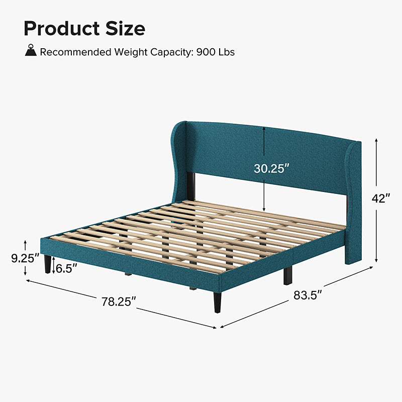 Baotist Upholstered Wingback Platform Bed Frame - Queen Size Modern Bedroom Furniture for Master Bedroom, Guest Room & Apartment