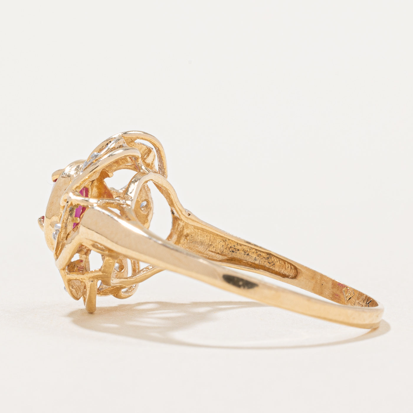 Exquisite Ruby & Diamond Cocktail Ring - 0.40ct Ruby with 0.03ctw Diamonds - Size 8.75 - Elegant Evening Wear & Special Occasion Jewelry