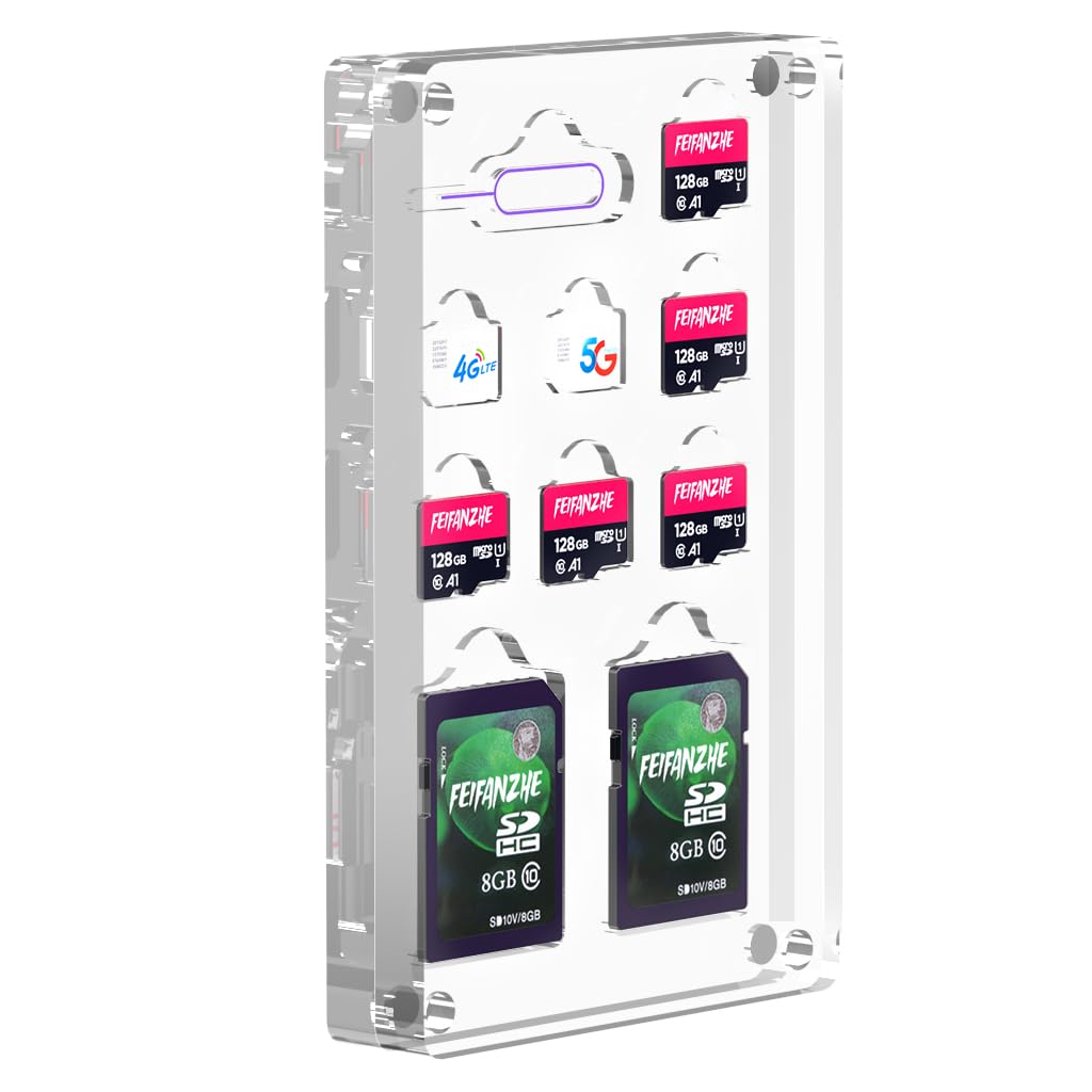 10-Slot Magnetic SIM Card Holder - Transparent Mini Storage Case for Nano SIM, Micro SD & TF Cards | Compact Organizer with 6 SD/TF Slots | Perfect for Travel, Office & Tech Enthusiasts