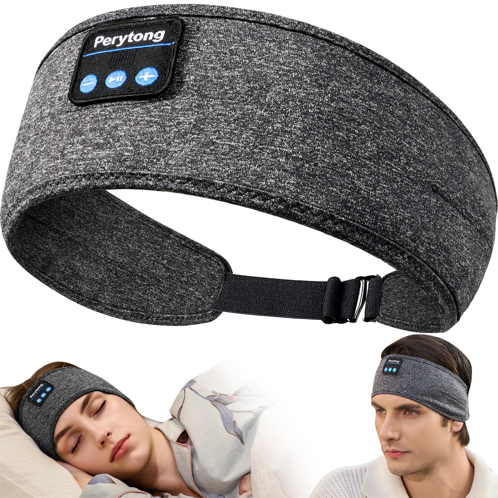 Perytong Adjustable Bluetooth Sleep Headphones - Wireless Headband with HD Stereo Sound, Comfortable for Side Sleepers - Perfect for Sleeping, Yoga, Workout, Jogging, Travel & Relaxation - Cool Tech Gift for Men, Women, Moms