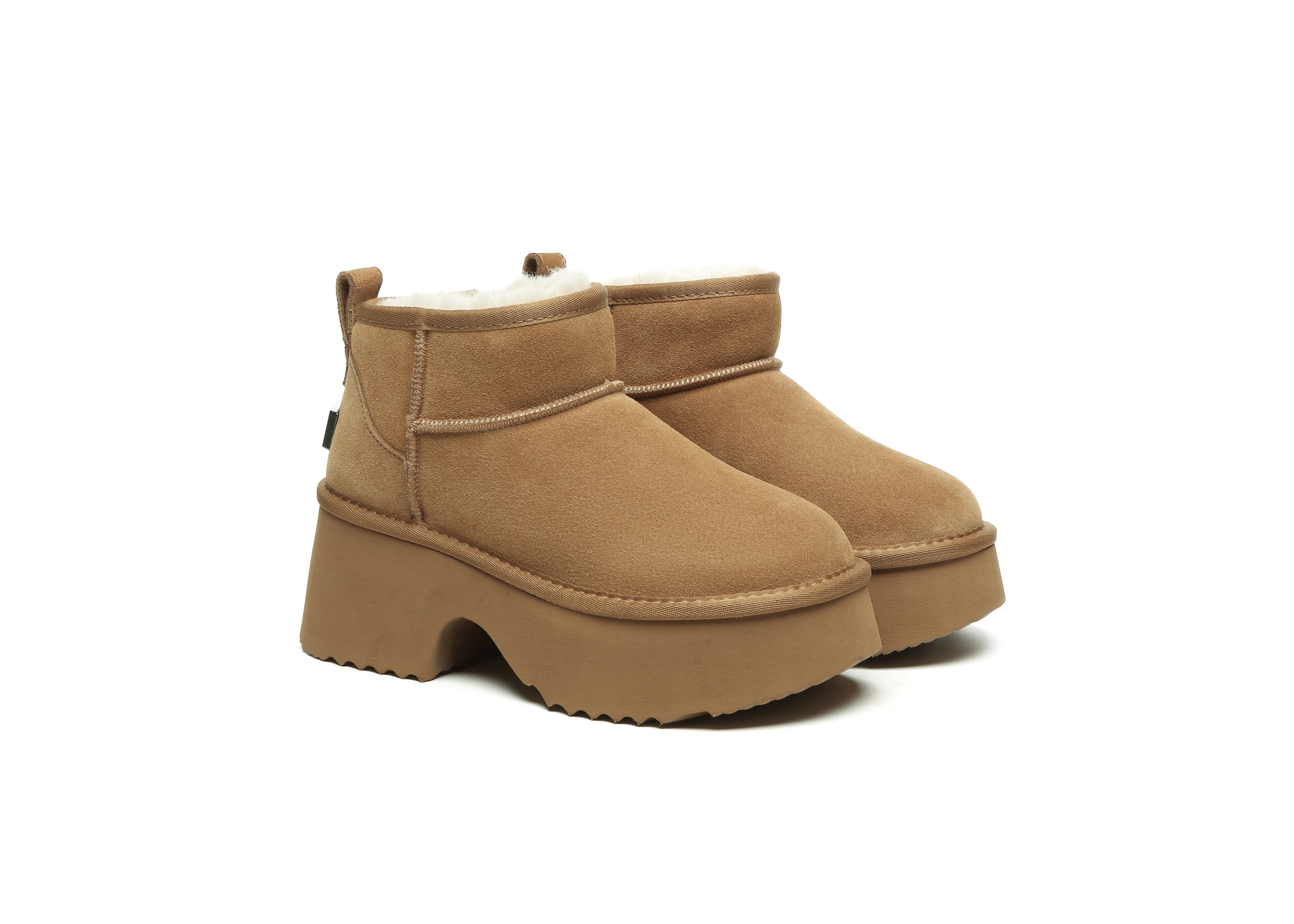 UGG EVERAU® Women's Sheepskin Wool Ankle Boots - Chunky Platform Winter Boots for Women | Cozy & Stylish for Cold Weather, Outdoor Walking & Casual Fashion