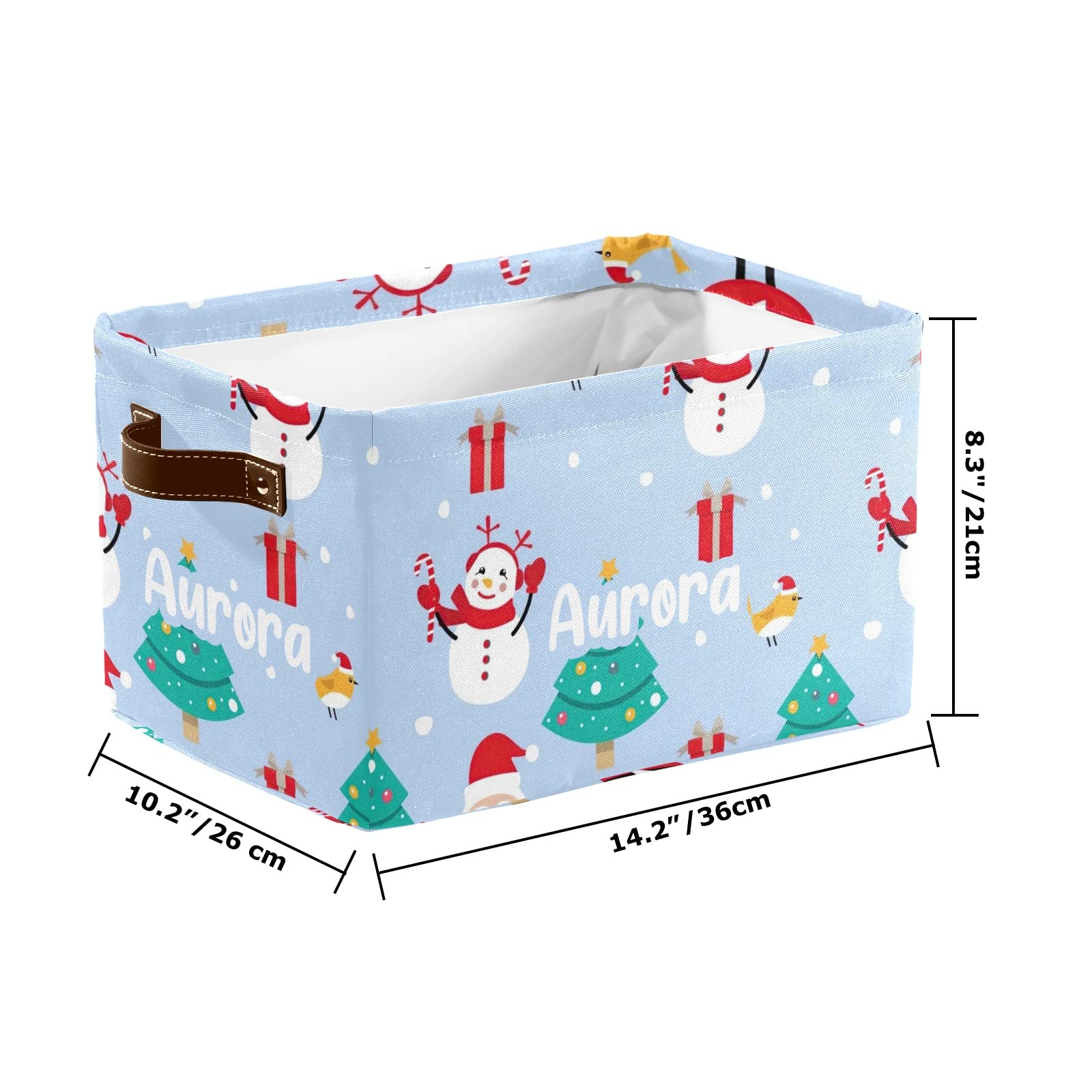 Deven Large Personalized Storage Baskets with Handles - Christmas & Winter Blue Organizing Bins for Shelves, Closet, Toys, Bathroom, Nursery - Home Storage Solution (1 Pack) - Perfect for Holiday Decor & Year-Round Organization