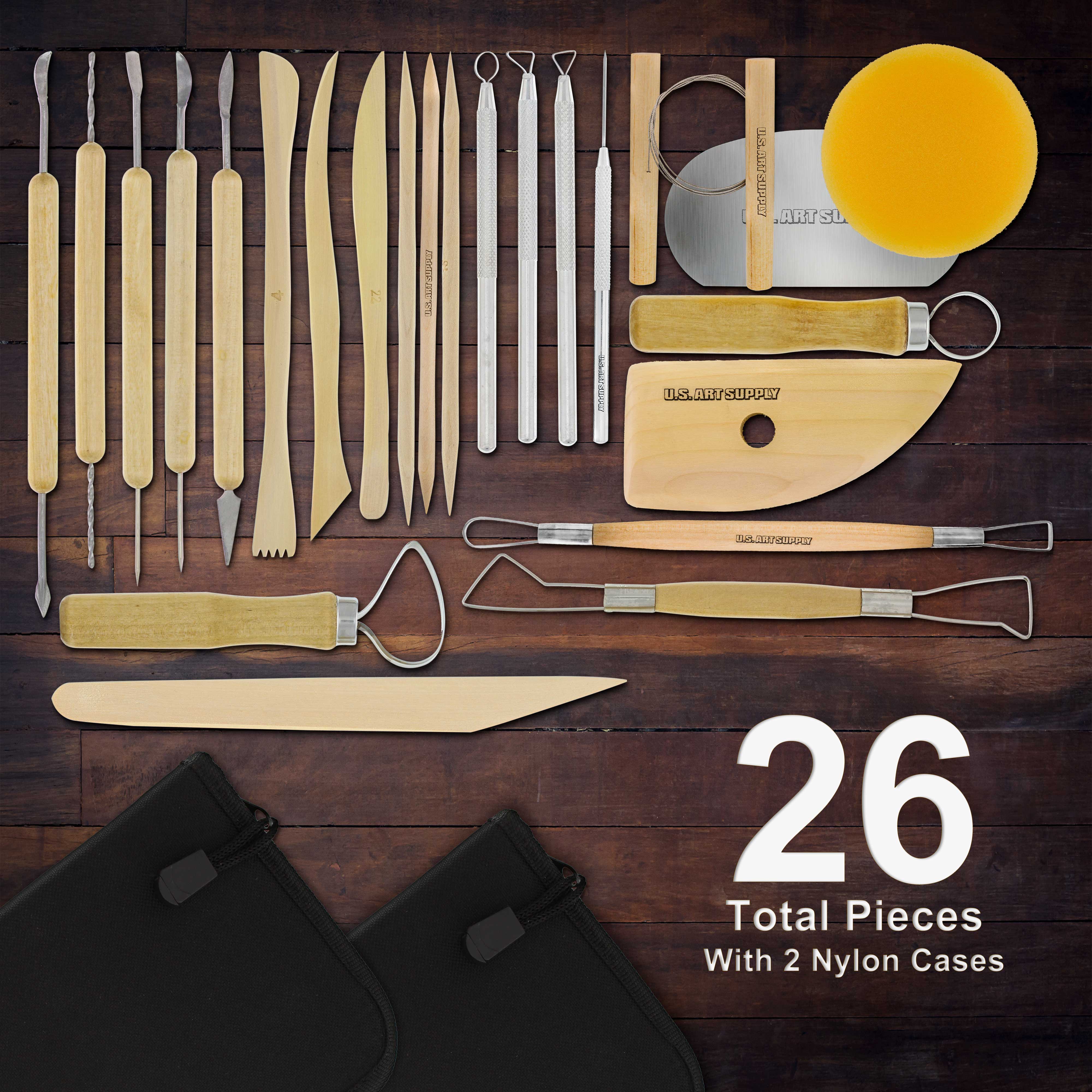 26-Piece Pottery & Clay Tools Set with Canvas Case - Professional Sculpting, Ceramics Kit for Artists, Students - Perfect for Pottery Making, Clay Modeling & Easy Storage & Transport
