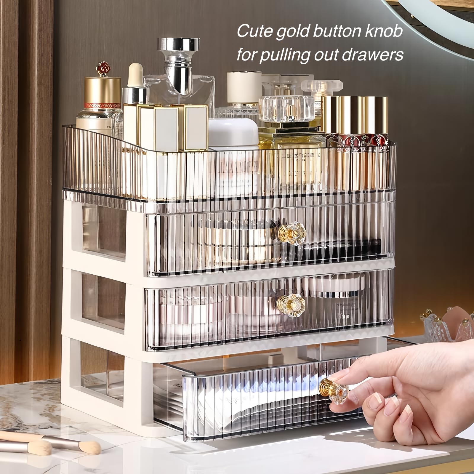 Simbuy 3-Drawer Clear Makeup Organizer - Bathroom & Vanity Storage for Cosmetics, Skincare, Perfume, Toiletries - Perfect for Desk, Dresser, Countertop Organization - Ideal for Home, Salon, and Travel Use
