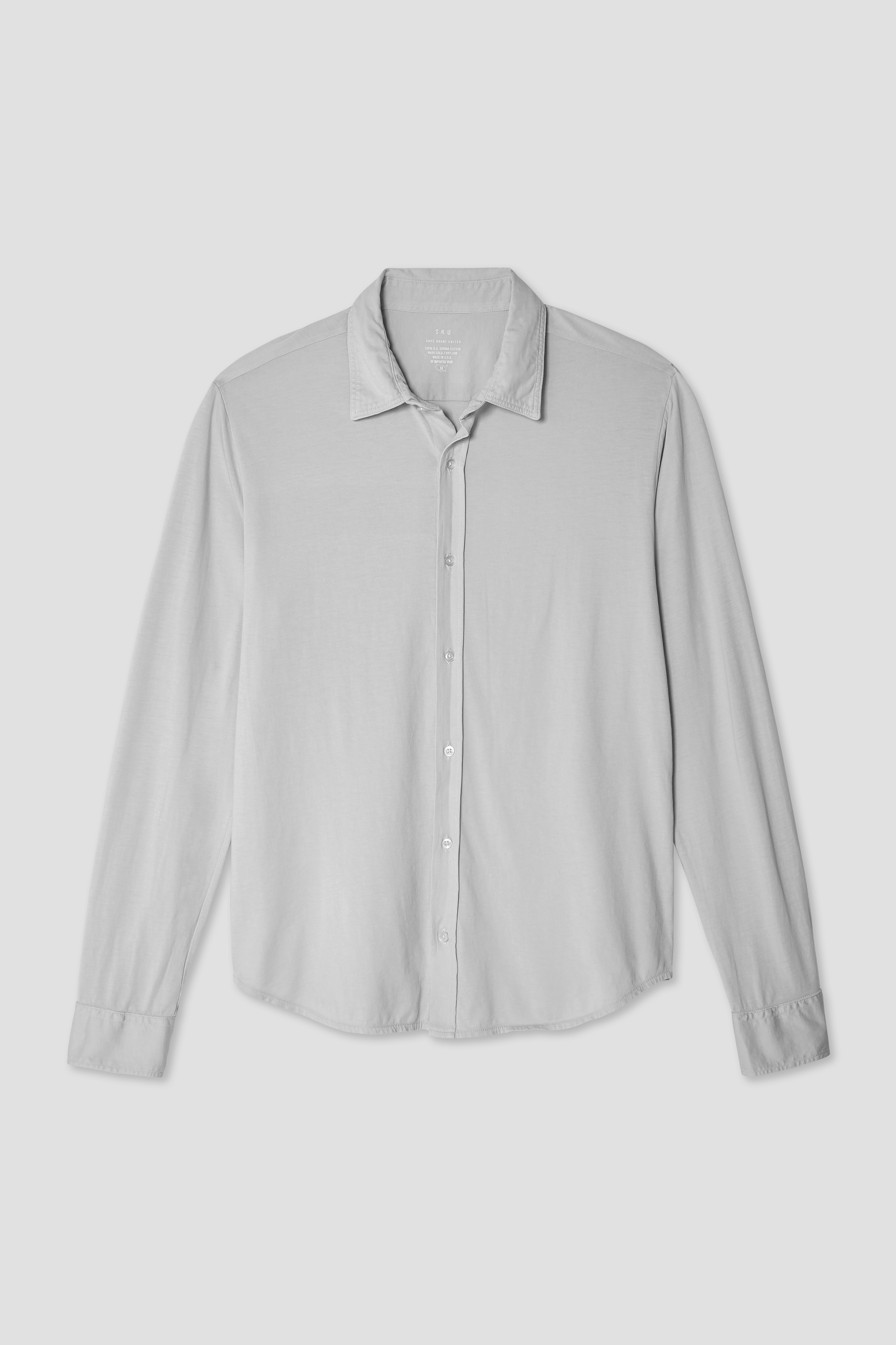 Save Khaki Long Sleeve Supima Jersey Easy Shirt - Premium Comfort Casual Wear for Men | Perfect for Office, Travel & Everyday Use