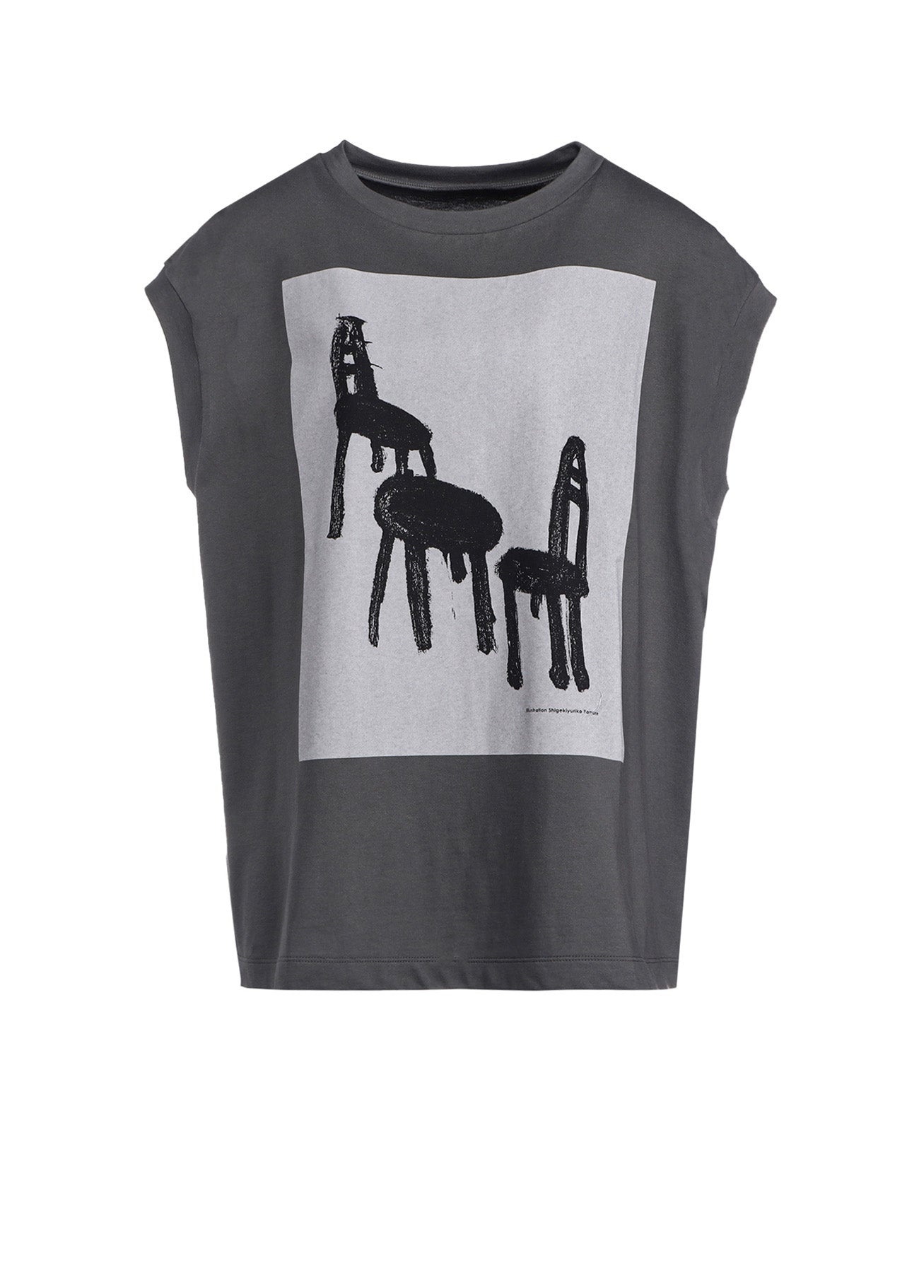 Cotton Jersey French Sleeve Shirt with Chair & Table Print - Casual Wear for Home, Office, and Outdoor Activities