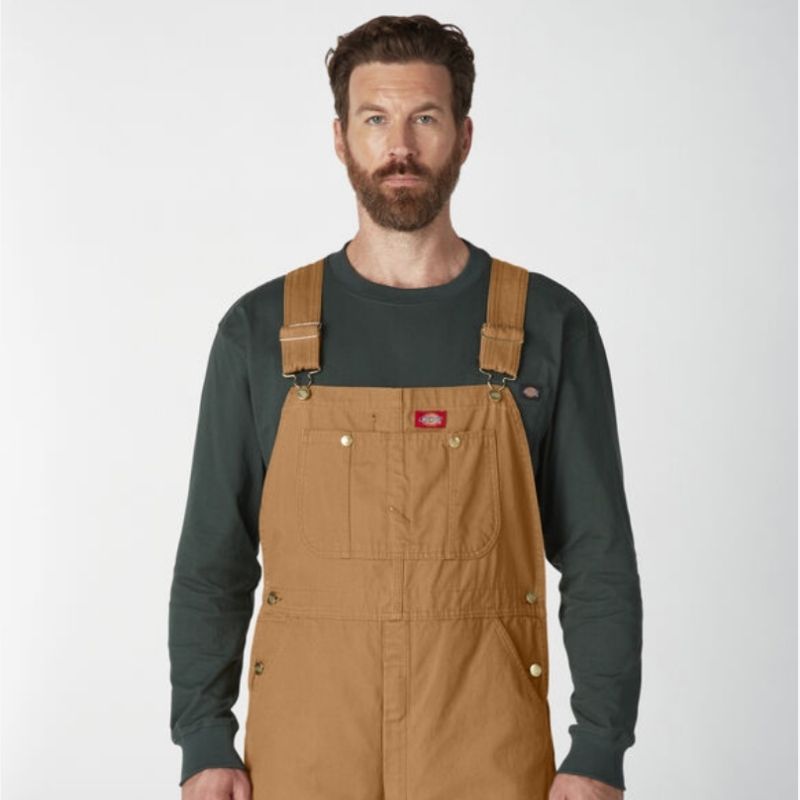 Dickies Duck Men's Bib Work Overall DB100 - Durable Denim Coveralls for Construction, Farming & Outdoor Workwear