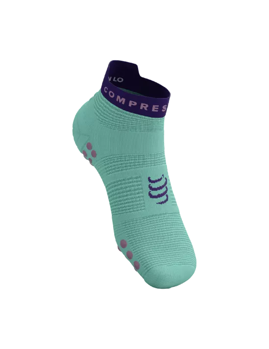 Compressport Pro Racing Socks v4.0 - Unisex Running Socks for Men & Women - Breathable Low-Cut Performance Socks in Shell Blue/Purple - Ideal for Marathon, Trail Running & Sports Training