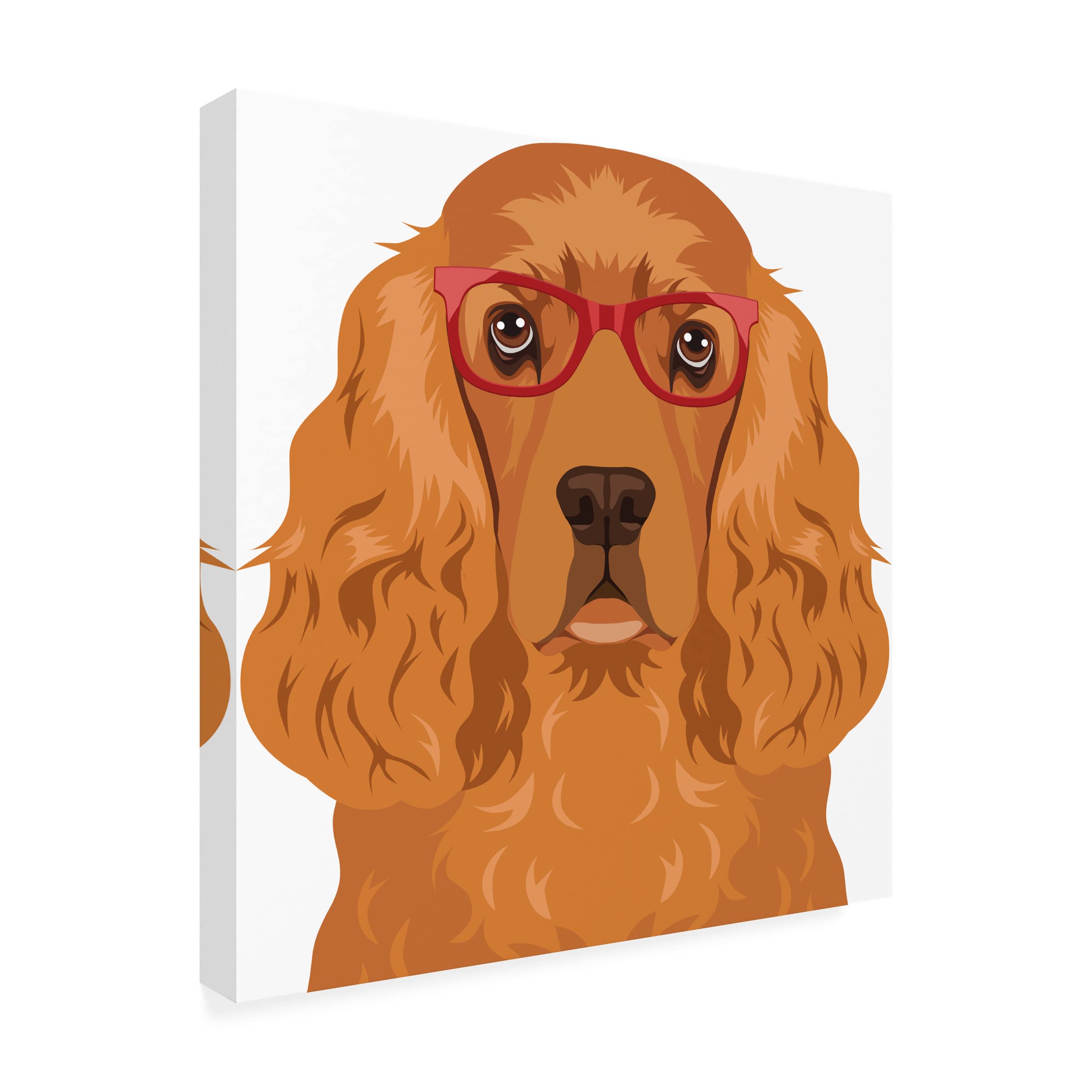 Trademark Fine Art 'English Cocker Spaniel Wearing Hipster Glasses' Canvas Wall Art Print - Dog Lover Gift, Unique Home Decor for Living Room, Bedroom & Office