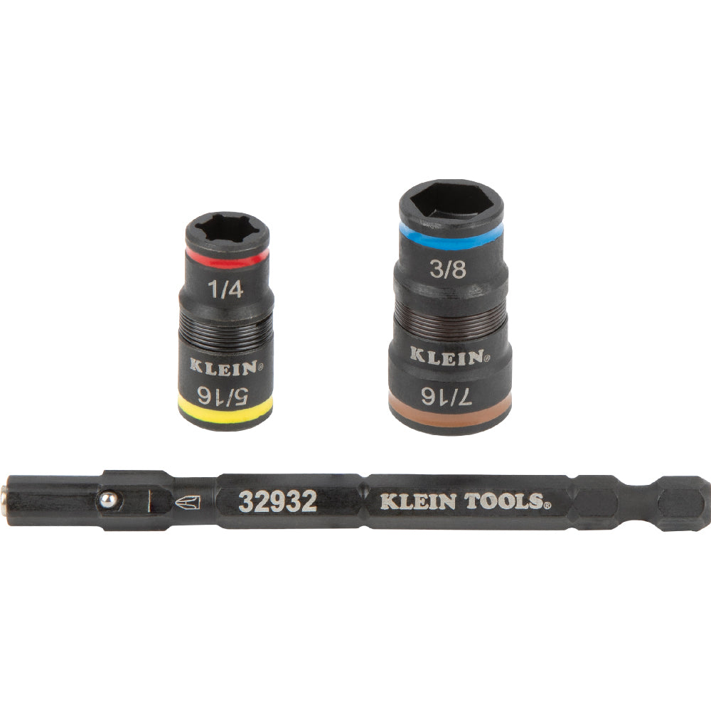 KLEIN KLE 85515HD 3-Piece Flip Socket, Mini Ratchet & Multi Bit Driver Set - Perfect for Automotive Repairs, DIY Projects & Home Maintenance