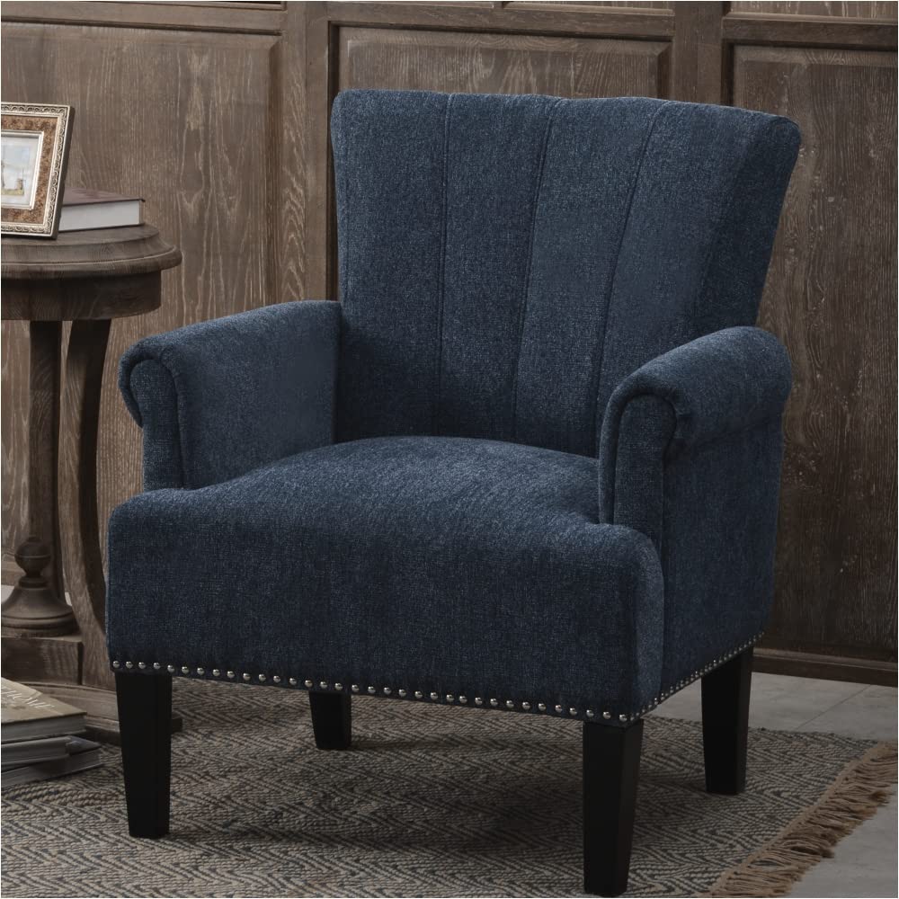 Tufted Polyester Accent Armchair - Blue Rivet Sofa Lounge Chair for Living Room, Bedroom & Office