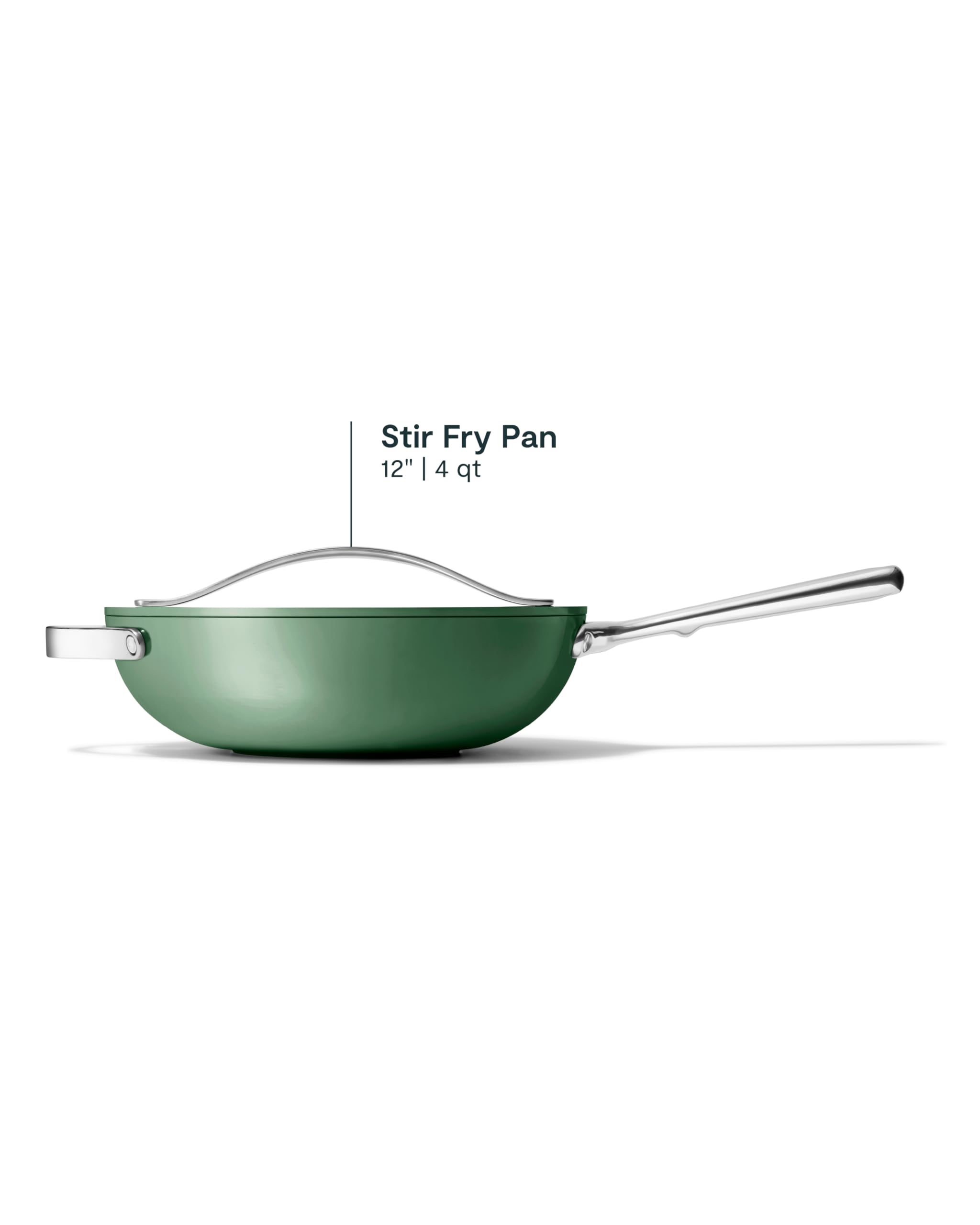 Caraway Non-Stick 12-Inch Stir Fry Pan - PFOA-Free Ceramic Coated Wok with High-Sloped Walls & Cool-Touch Stainless Steel Handles - Sage Green - Perfect for Asian Cooking, Sautéing Vegetables, and Healthy Meal Prep