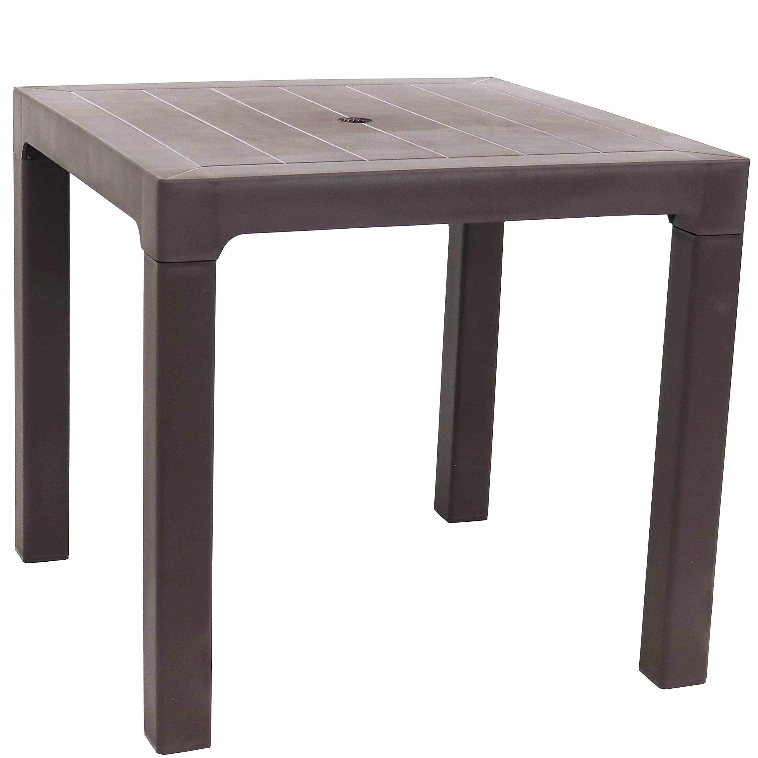 31-Inch Square Plastic Dining Table for Indoor & Outdoor Use - Weather-Resistant Brown Table for Patio, Garden, or Backyard Dining | Sunnydaze