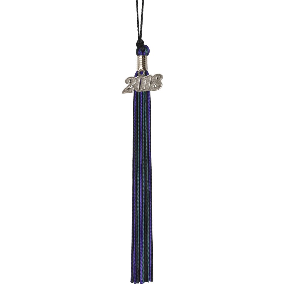 2018 Graduation Tassel - Black Purple Teal with Silver Charm for High School & College Graduation Ceremony, Party Decorations and Photo Props