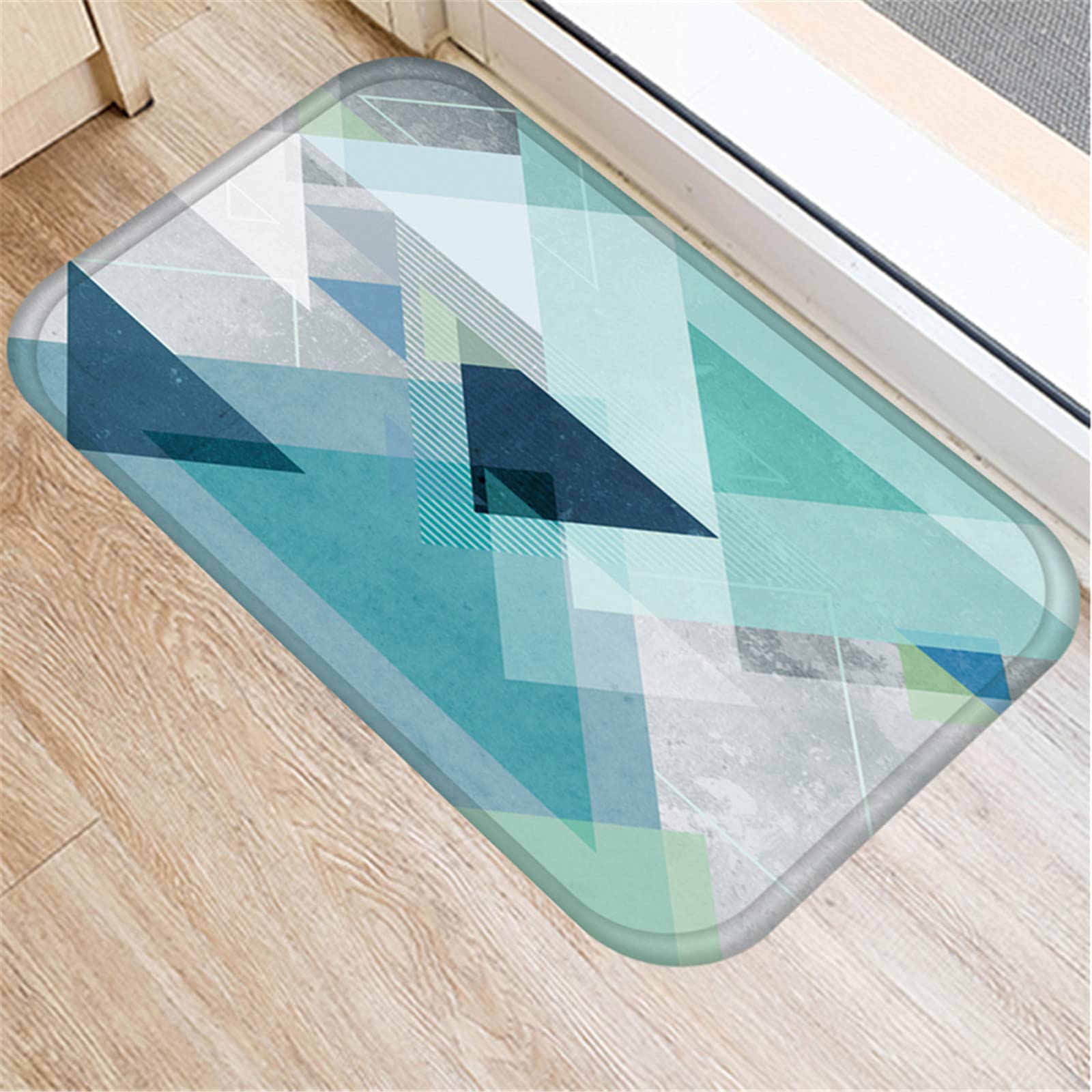 Non-Slip Fluffy Bath Mat - Super Soft Plush Microfiber Shower Rug with High Water Absorption, Machine Washable Bathroom Floor Mat for Tub & Shower (24x36 Inches, Blue Art Design) - Perfect for Bathroom Safety and Cozy Home Decor