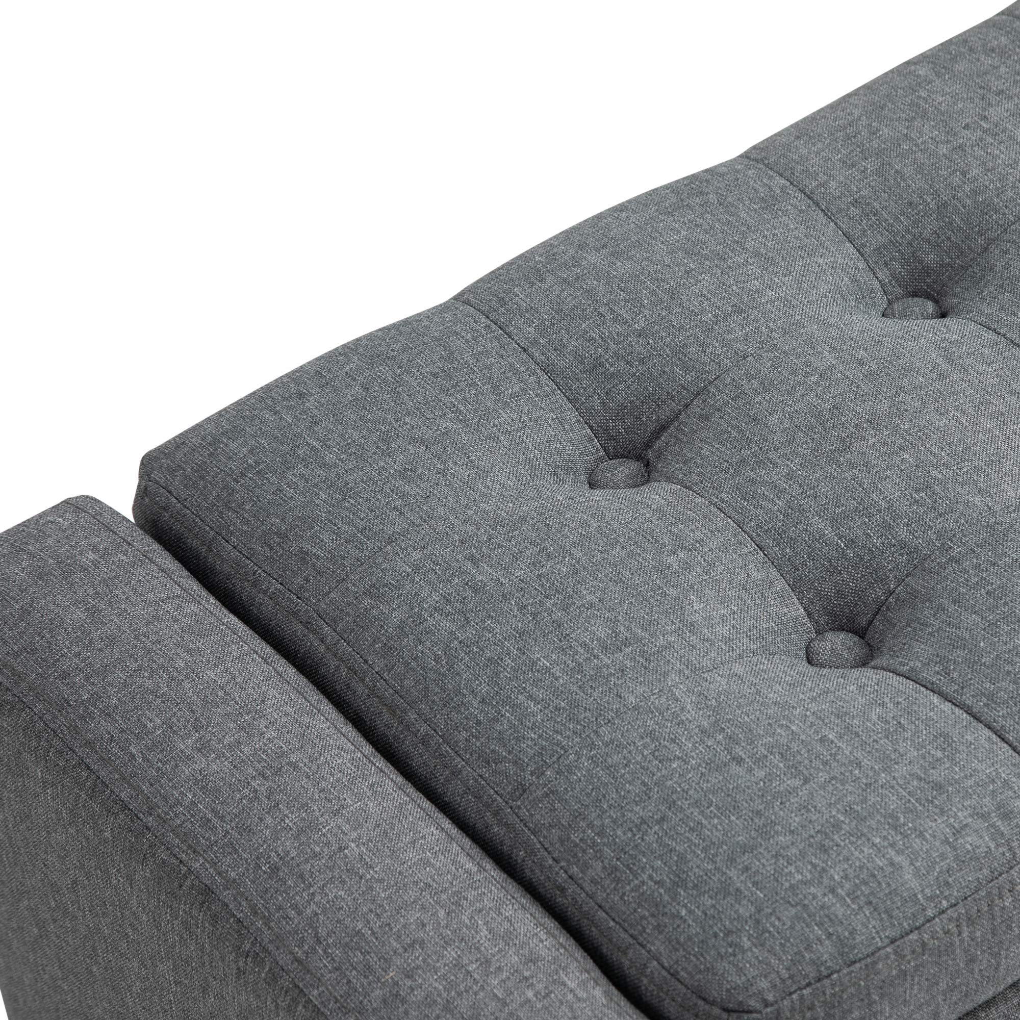 HOMCOM Gray Linen Upholstered Storage Ottoman Bench with Lift Top & Button Tufted Design - Perfect for Living Room, Bedroom & Entryway Organization