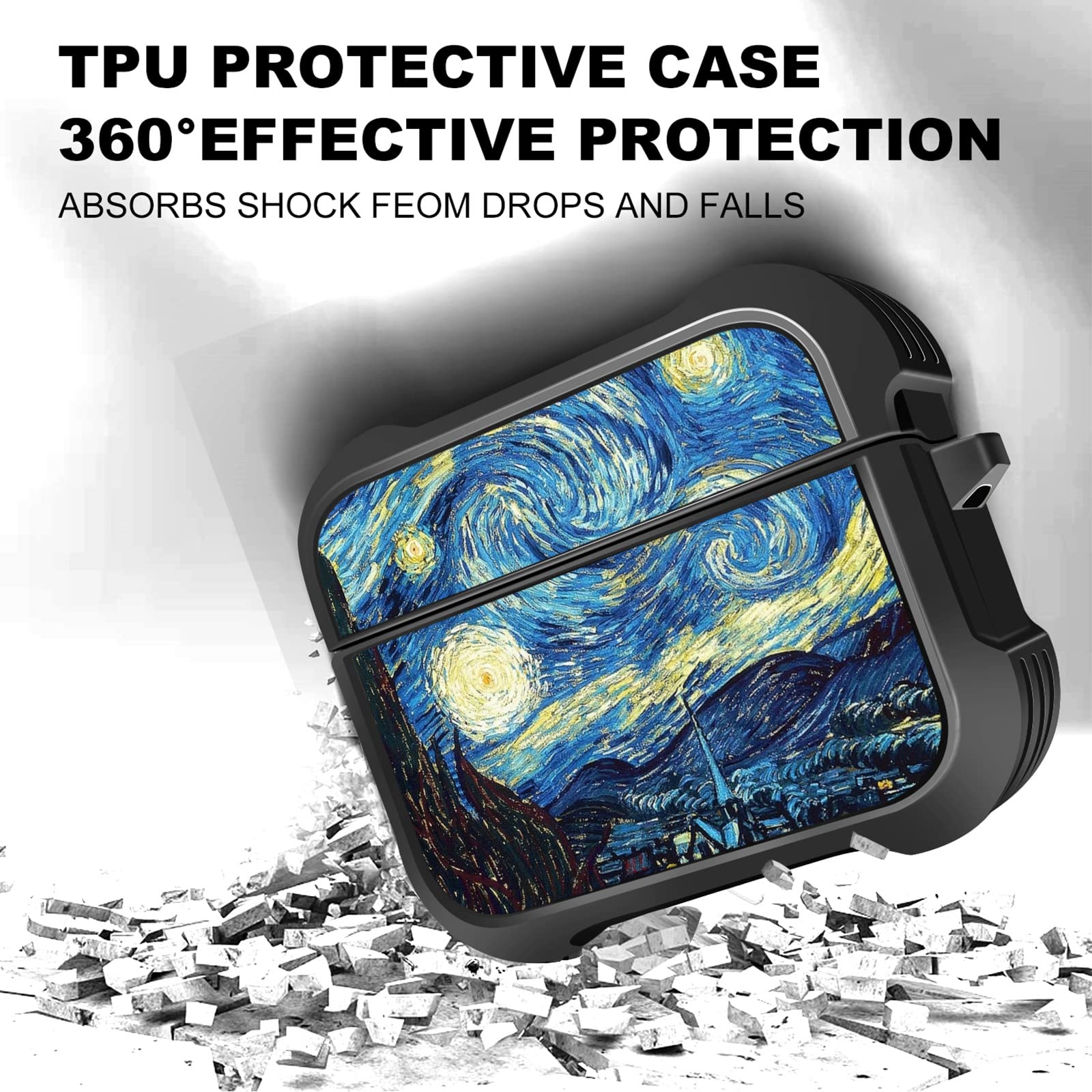 AirPods Pro 2nd Gen & AirPods Pro Protective Case - Starry Night Pattern Soft TPU Shockproof Cover - Perfect for Travel, Work & Daily Use