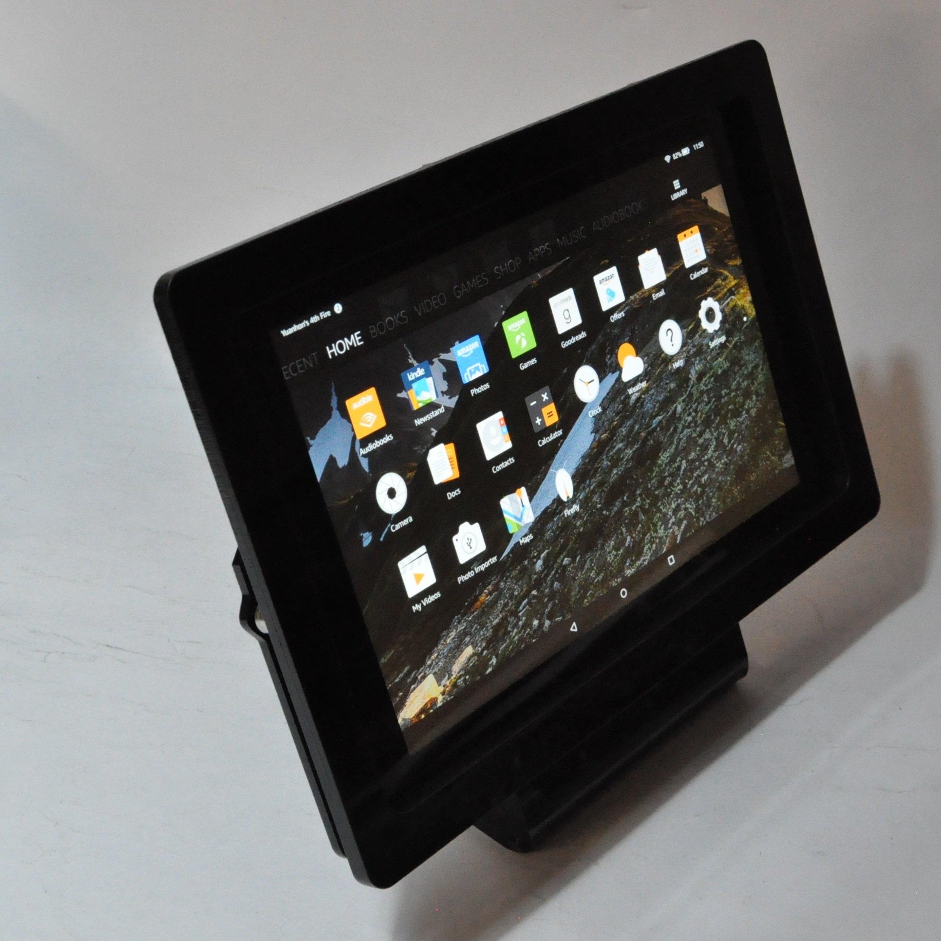 TABcare Kindle Fire HD 10 Stand - Secure Acrylic Desktop Display Holder for Retail POS, Kiosk, Store Showcase - Perfect for Digital Menus, Product Showcases & Interactive Displays (Black)