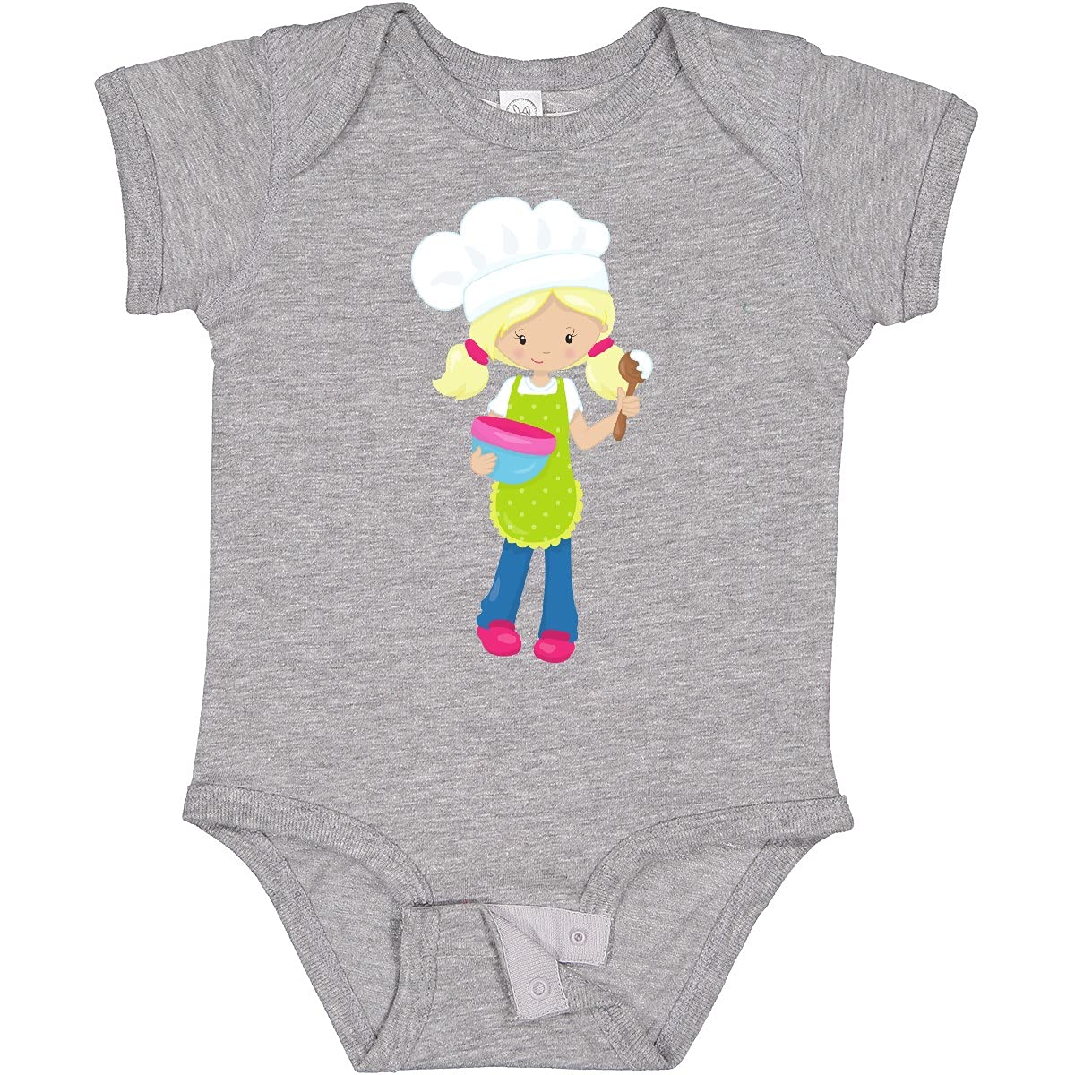 Inktastic Cute Blonde Hair Baby Baker Bodysuit - Adorable Baking-Themed Outfit for Girls, Infants & Toddlers - Perfect for Baking Classes, Birthday Parties & Family Photos