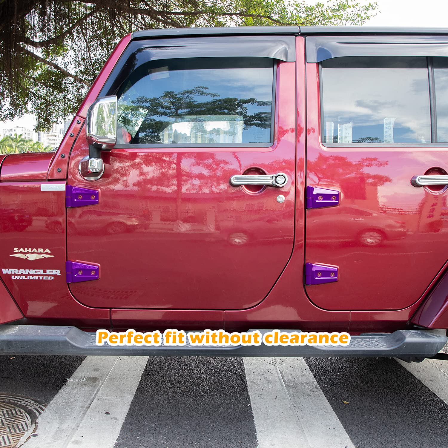 2007-2018 Jeep Wrangler JK JKU 2&4 Door Exterior Door Hinge Cover Trim Accessories - 8PCS Purple for Off-Road Protection & Style Upgrade