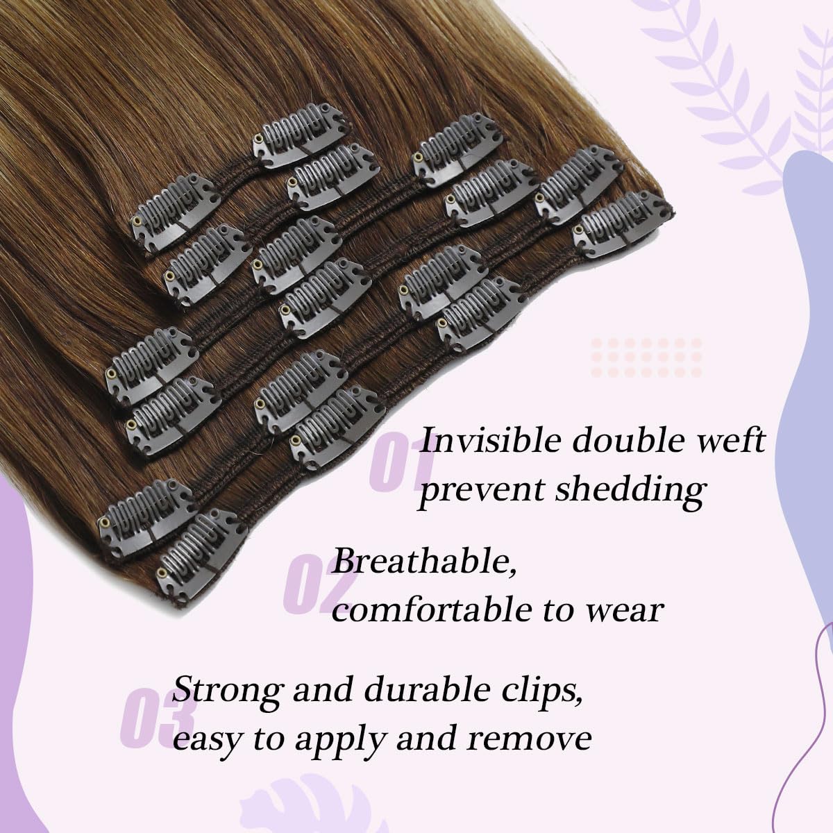 Clip in Hair Extensions 20 Inch Real Human Hair - Balayage Chocolate Brown to Caramel Blonde - 6pcs 120g Silky Full Head Hairpiece (#4/27/4) for Daily Styling, Parties & Special Occasions