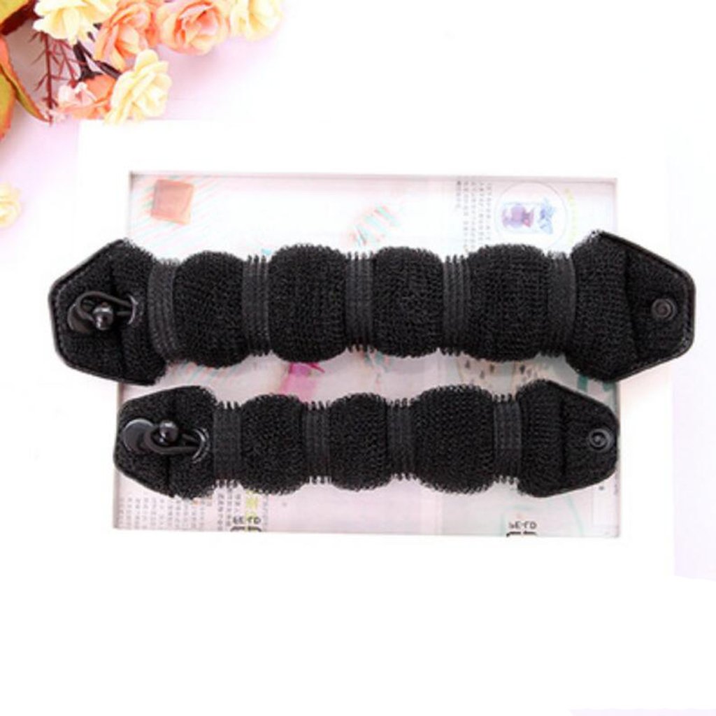 2 Pack Black Sponge Hair Donut Bun Maker - Magic Styling Ring Shaper Tool for Perfect Buns & Updos (Great for Weddings, Parties & Everyday Hairstyles)