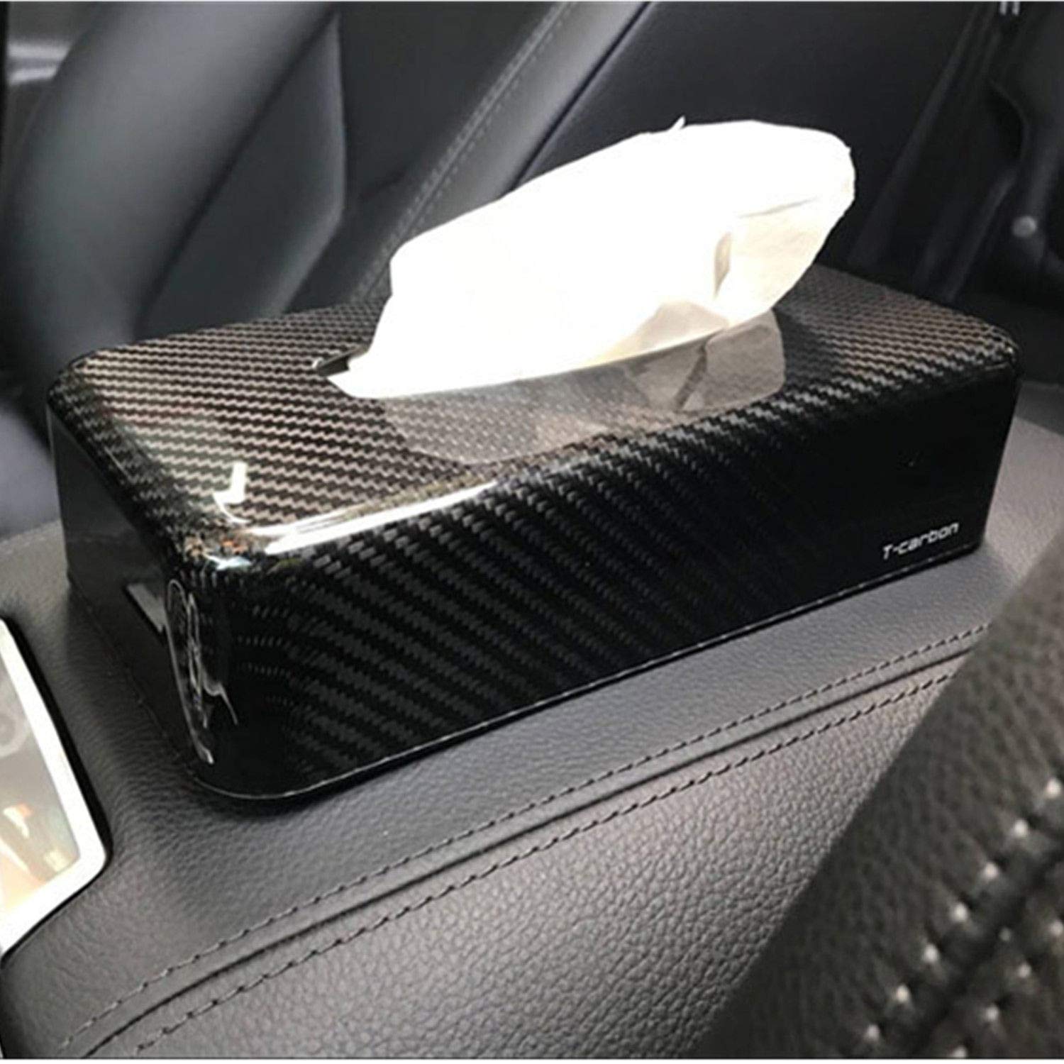 Premium Carbon Fiber Tissue Box Holder - Rectangle Car & Bathroom Napkin Organizer, Kitchen Tissue Cover - Black | Durable & Stylish for Home & Office Décor