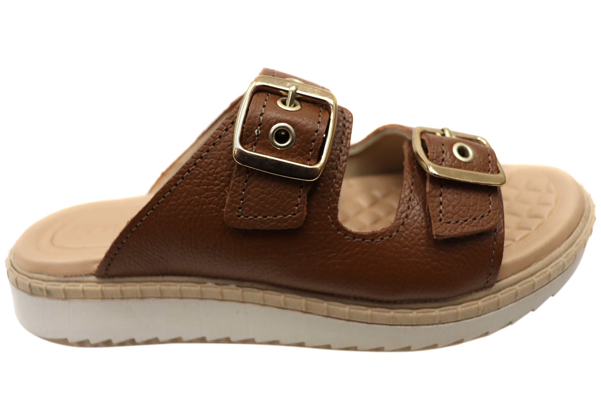 Pegada Arlineda Women's Comfortable Brazilian Leather Slides Sandals - Soft & Supportive Flip Flops for Beach, Pool, and Casual Wear