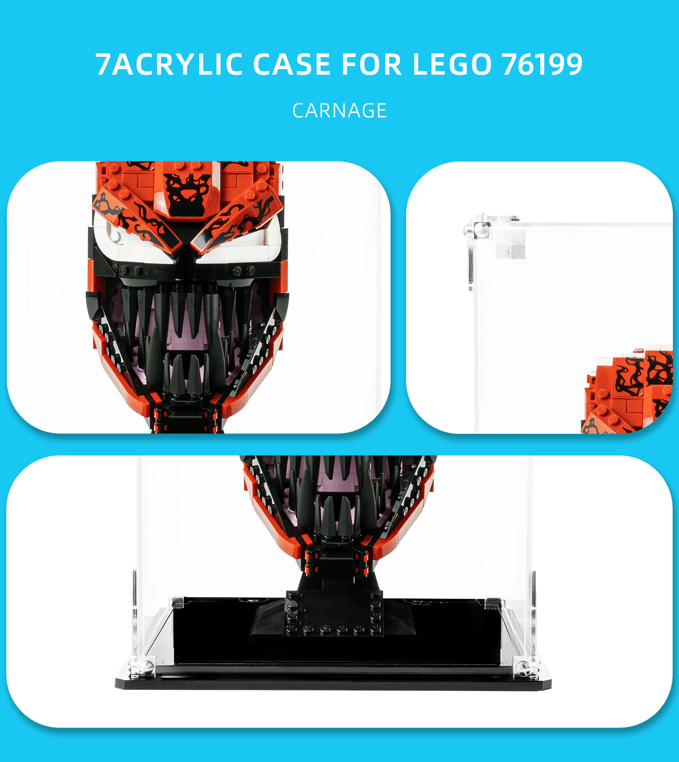 LEGO Super Heroes Marvel Carnage 76199 Display Case - Protective Showcase for Collectible Minifigures & Sets - Perfect for Home Decor, Office Display, and LEGO Collections