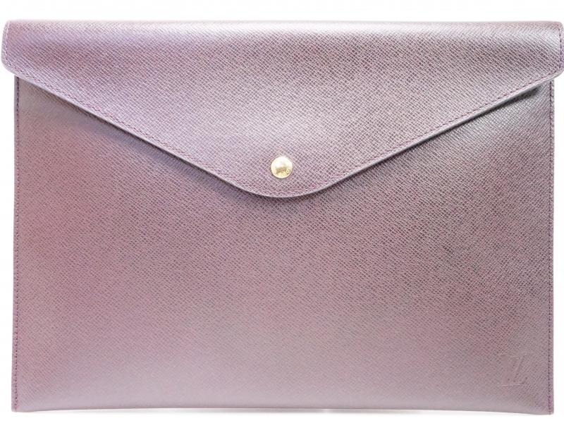 Authentic Pre-Owned Louis Vuitton Taiga VIP Limited Edition Document Case Clutch Bag M99087 192003 - Luxury Vintage Briefcase for Business Travel & Formal Events