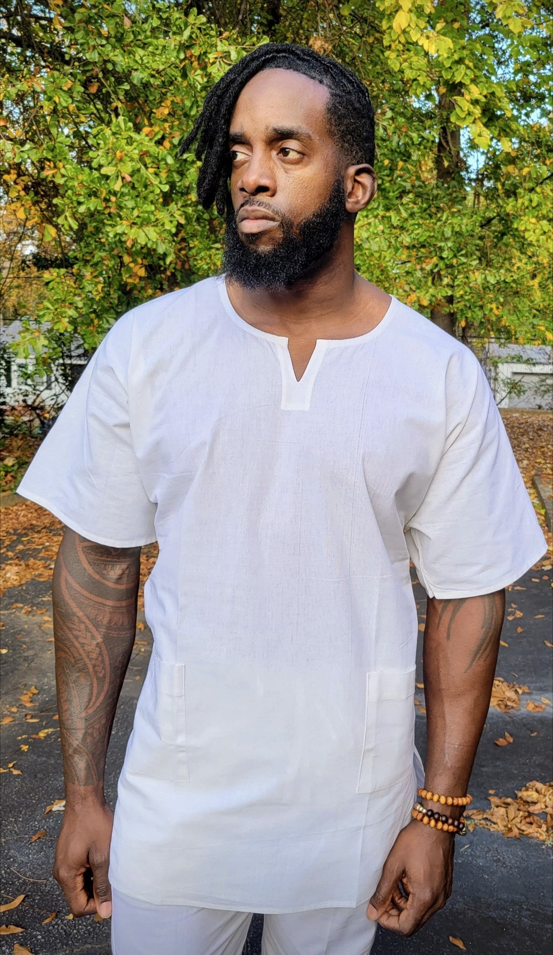 Authentic African Dashiki Shirt for Men - Off White Traditional Print Cotton Tunic - DP3949M4 | Perfect for Cultural Events, Weddings & Afrocentric Fashion