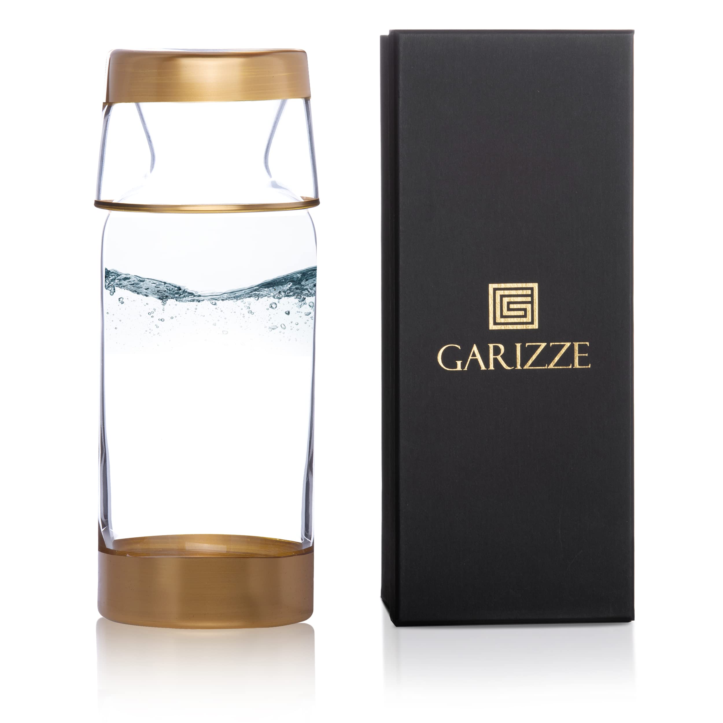 Premium 24oz Glass Water Carafe with 7oz Glass Cup Set - Elegant Gold Bedside Decanter for Bedroom, Nightstand, or Bathroom | Perfect for Hydration, Mouthwash, and Home Decor