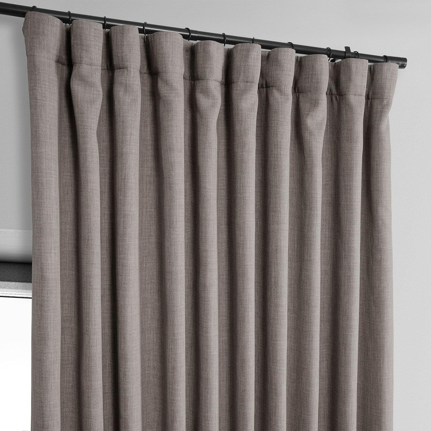 Extra Wide Textured Faux Linen Blackout Curtains - Thermal Insulated Window Drapes for Bedroom & Living Room (Mink Color, Room Darkening)