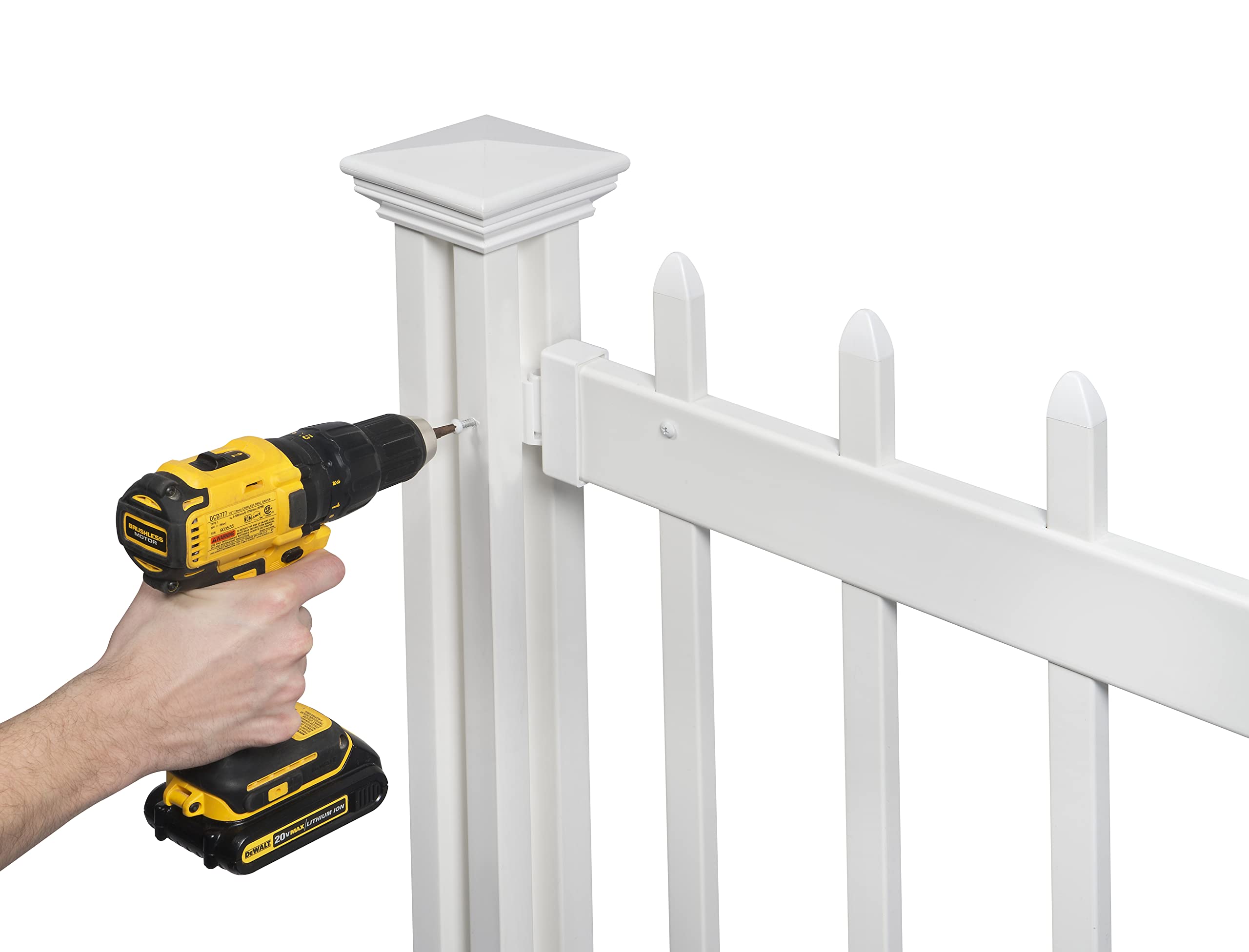 65.5in H x 38in W Freestanding Zippity Kensington White Vinyl Picket Fence Kit (1 Panel + 1 Post) - Portable Indoor & Outdoor Temporary Fencing for Backyard, Events, Gardens, and Pet Areas - Easy Installation - Model ZP19069