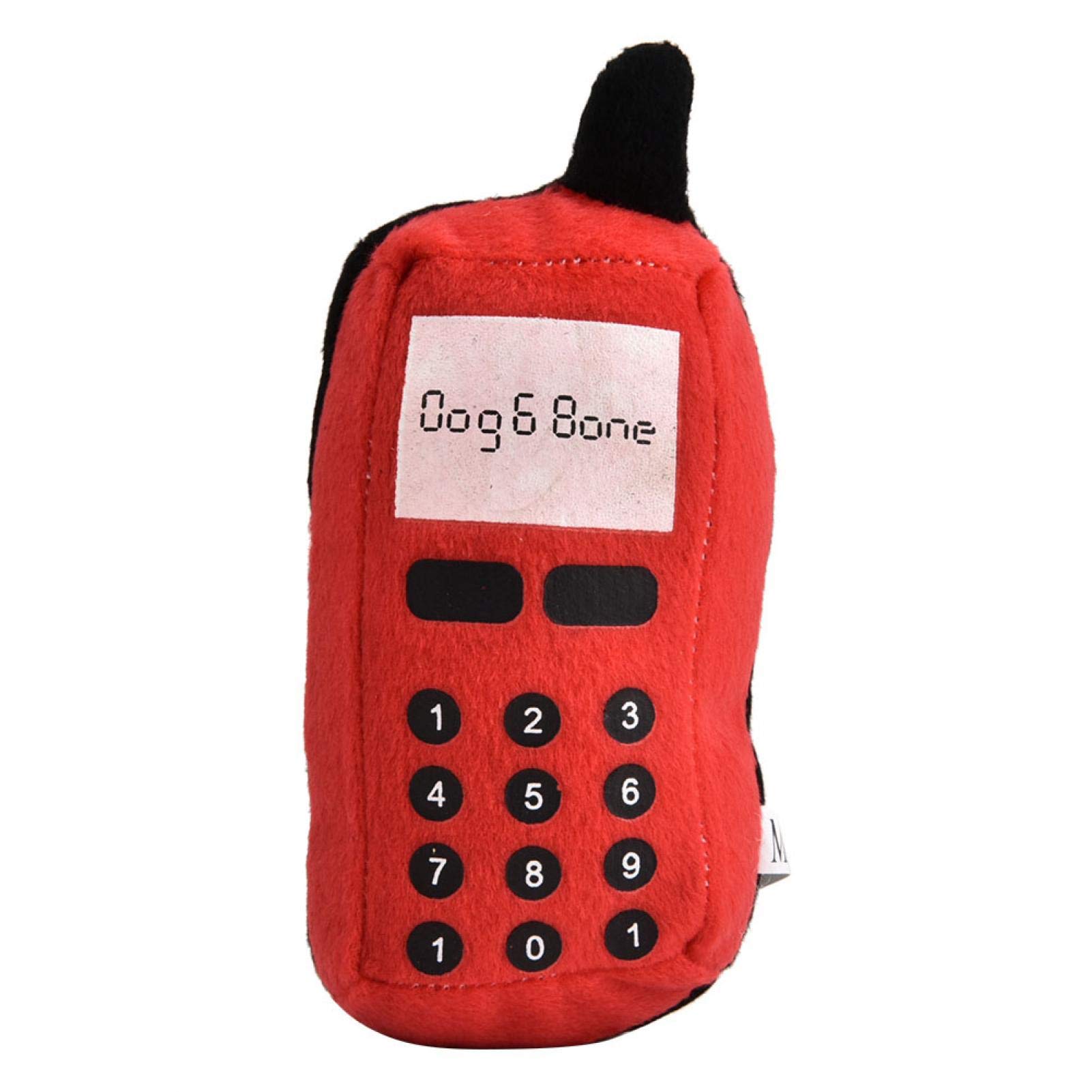 Voluxe Interactive Chew Toy for Dogs & Cats - Upgraded Plush Biting Toy with Sound (5.91x3.15x2.36 inch) - Cute Cell Phone Shape Pet Toy for Puppies & Kittens - Perfect for Home, Pet Shops & Training (Red)