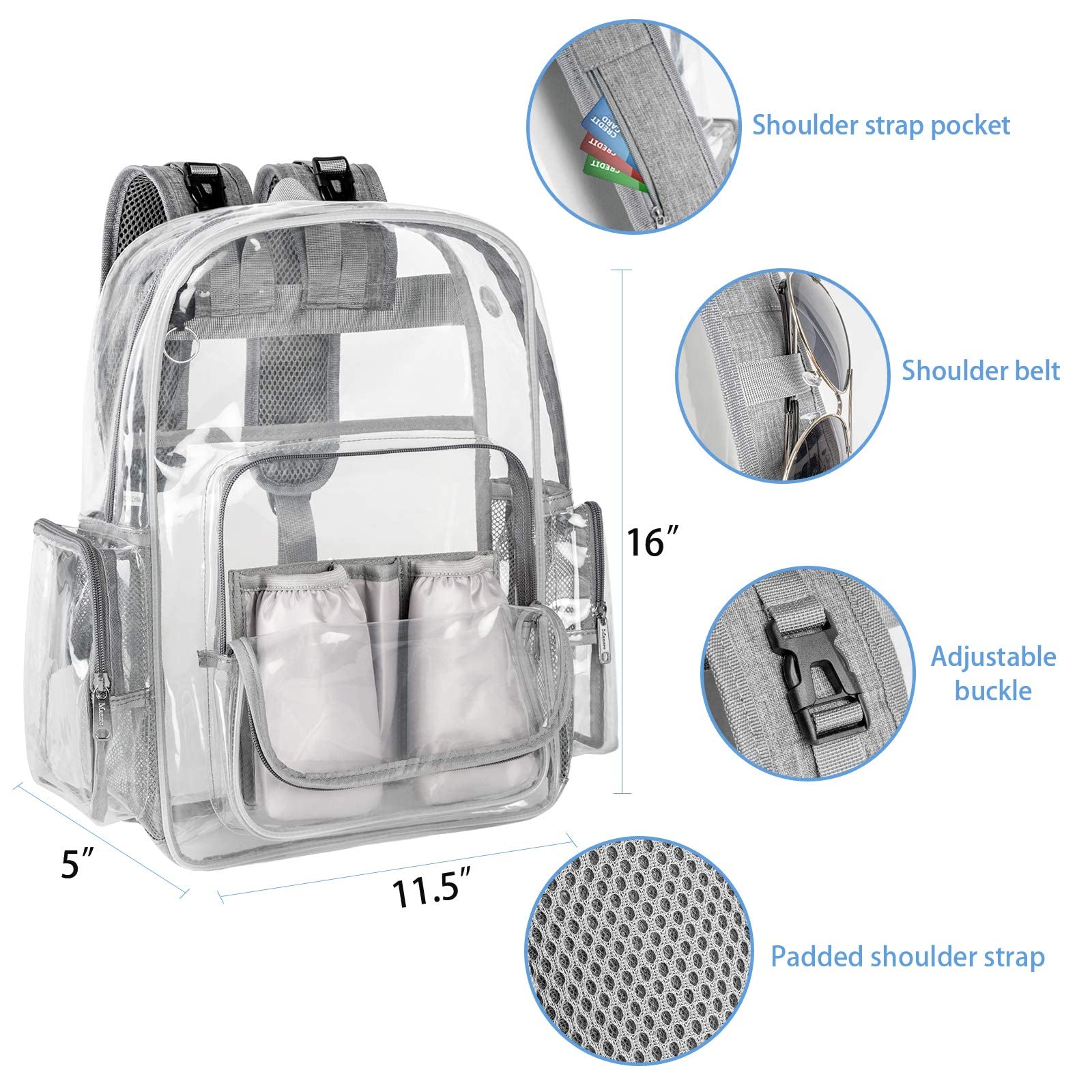 **Mancro Clear Heavy Duty Transparent Diaper Backpack for Dads - Large Multifunctional Travel & Maternity Baby Bag - Stadium Approved Nappy Changing Backpack for Parenting, Travel & Outdoor Adventures**