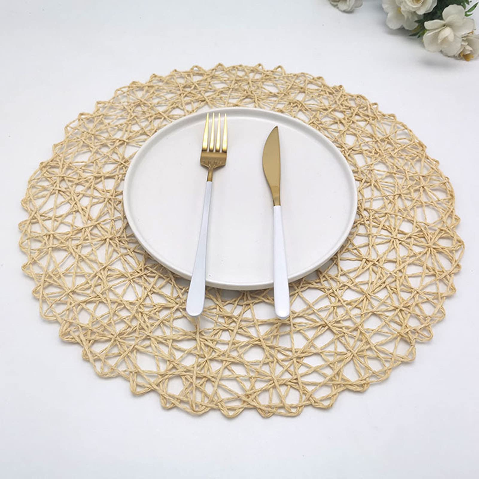Premium Round Yellow Table Place Mats & Coasters Set - Durable Multifunctional Bowl Mats for Home, Cafe, and Restaurant Decor - Ideal for Dining, Parties, and Daily Use