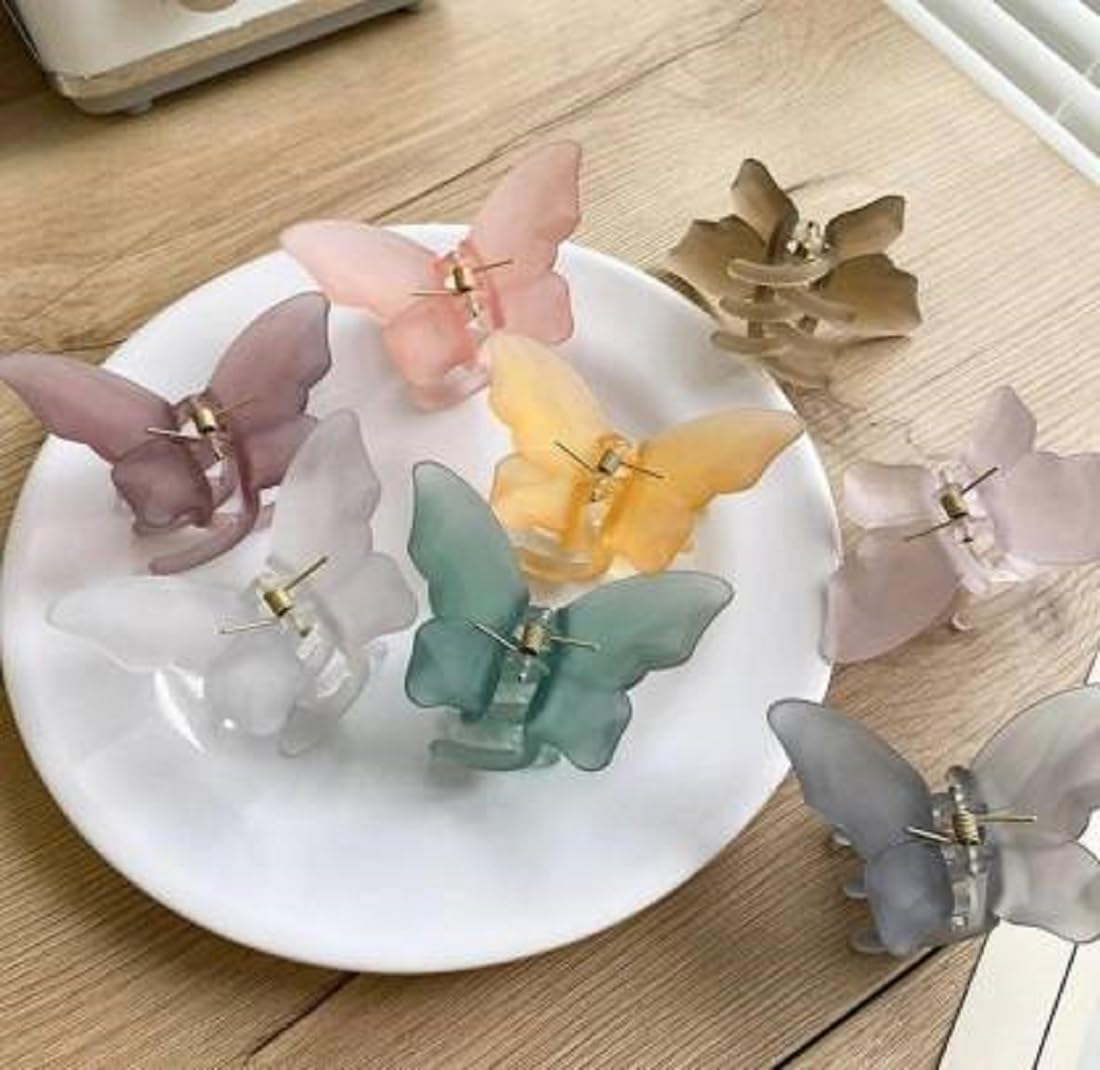 Colorful Butterfly Hair Clips for Women - Strong Hold Plastic Hair Accessories (Pack of 4, Assorted Colors) - Perfect for School, Work, Parties and Everyday Styling