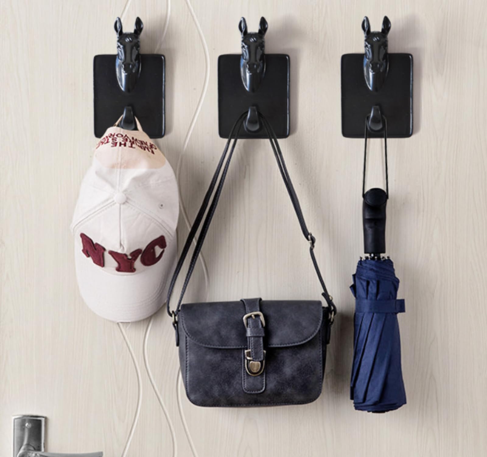 2PCS Handmade Animal-Shaped Wall Hooks - Black Coat & Key Hooks for Entryway, Bedroom, or Bathroom Organization & Decoration