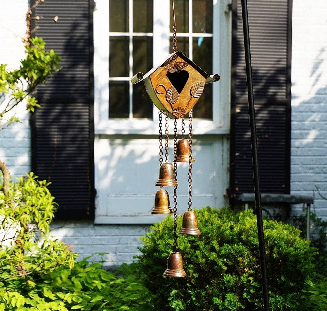 Handmade Wooden Birdhouse Wind Chime - Outdoor Garden Decor with Melodic Tones for Patio, Porch & Backyard Relaxation