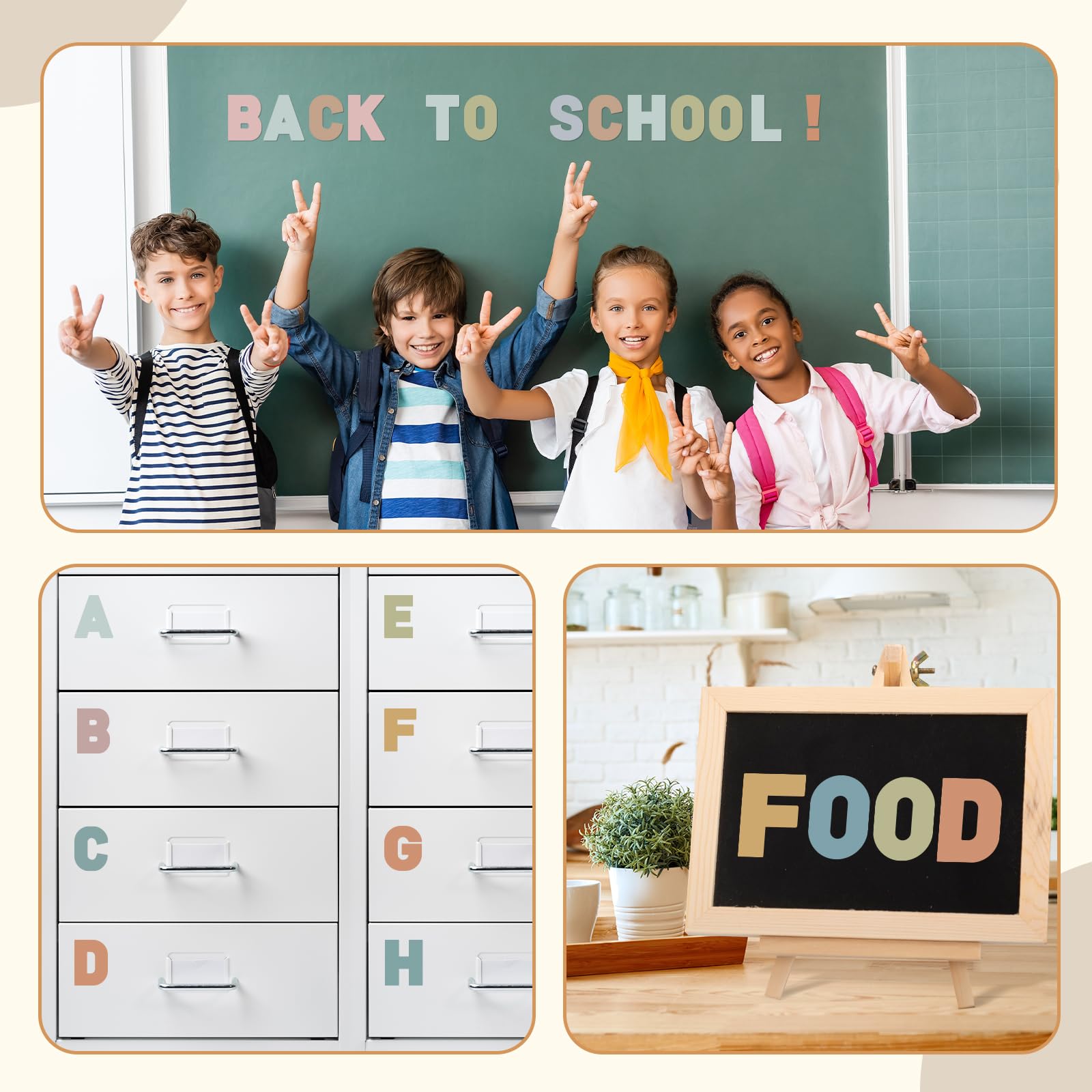 240 PCS Large Letter Stickers - 24 Sheets Pastel Alphabet Stickers, Self-Adhesive Vinyl Letters for Bulletin Boards, Posters & Classroom Decor - Perfect for DIY Projects, Scrapbooking & School Supplies Organization