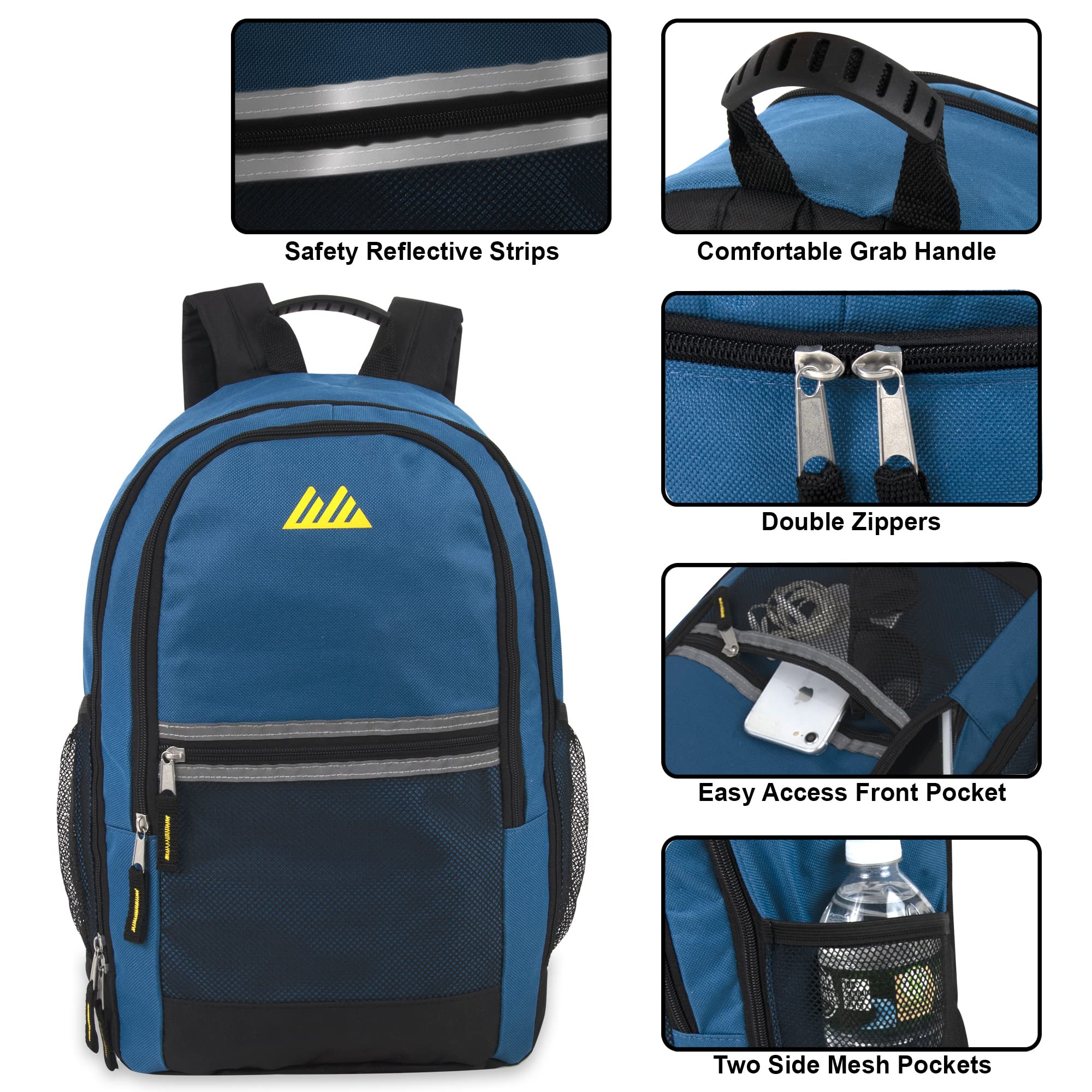 12 Pack 18 Inch Bulk Backpacks with Stationery Supplies - Preassembled Backpacks with Essential Office Supply Kit (Male Assortment) - Perfect for School, Work, Travel & Gifts