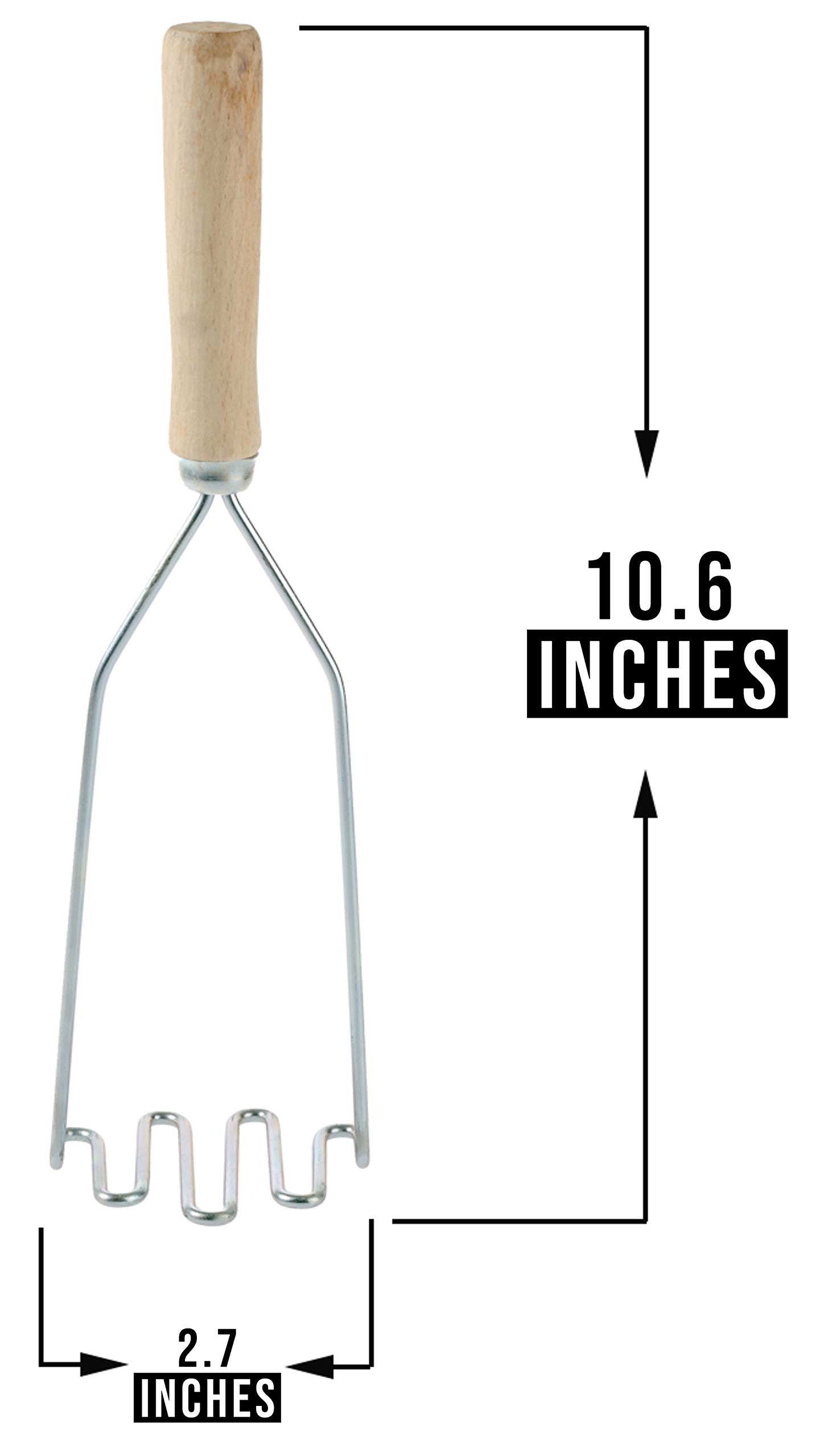 Premium Stainless Steel Potato Masher with Ergonomic Wooden Handle - Heavy Duty Kitchen Tool for Mashing Vegetables, Potatoes, Sweet Potatoes - Perfect for Home Cooking, Baking & Meal Prep
