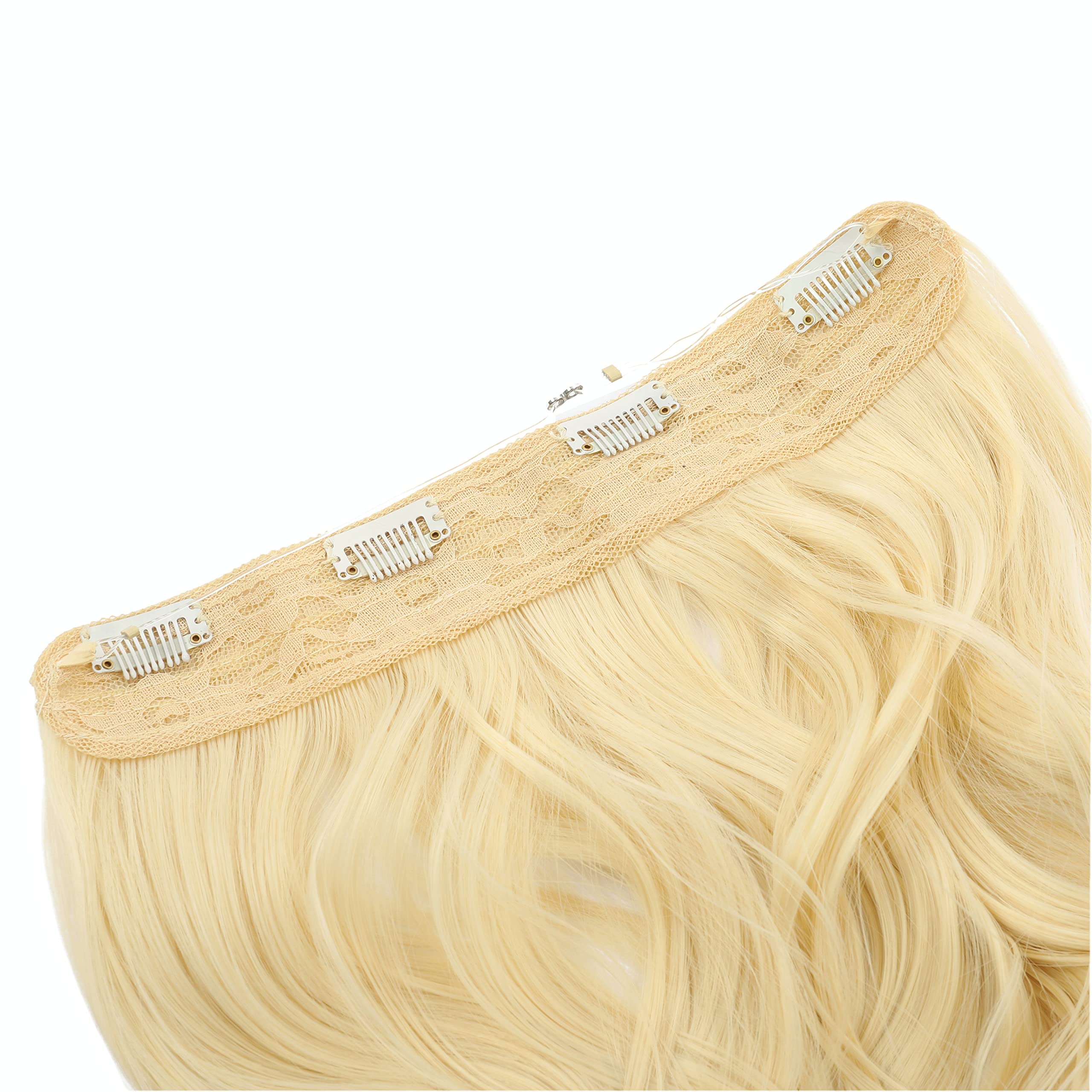 Invisible Wire Hair Extensions - Transparent Adjustable Hairpiece with 4 Secure Clips | 14 Inch Long Wavy Curly Hair for Women | Perfect for Parties, Weddings & Daily Styling