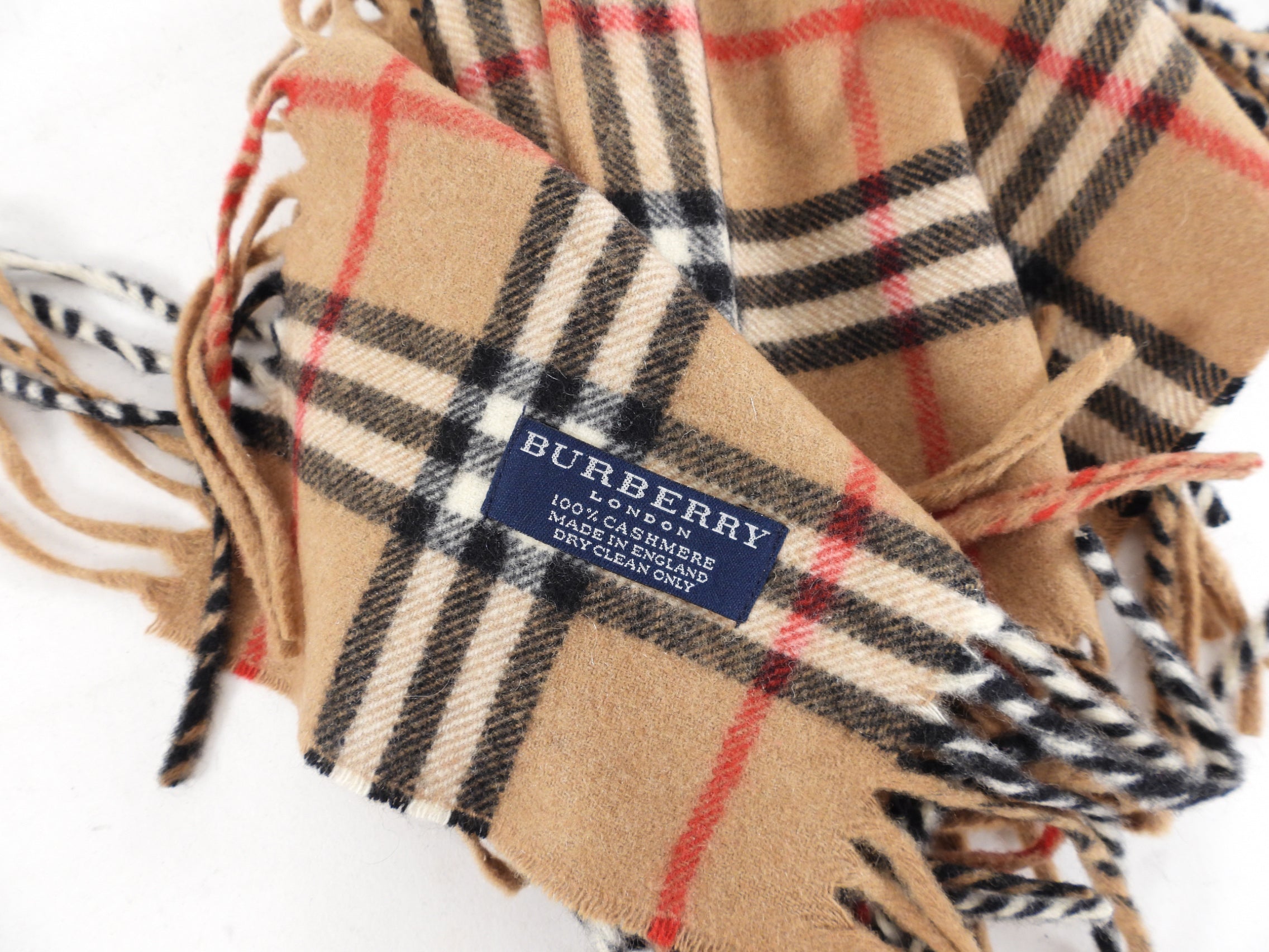 Burberry Tan Nova Check Cashmere Fringe Scarf - Luxury Wool Wrap for Women & Men - Perfect for Winter Fashion, Travel & Gift Giving