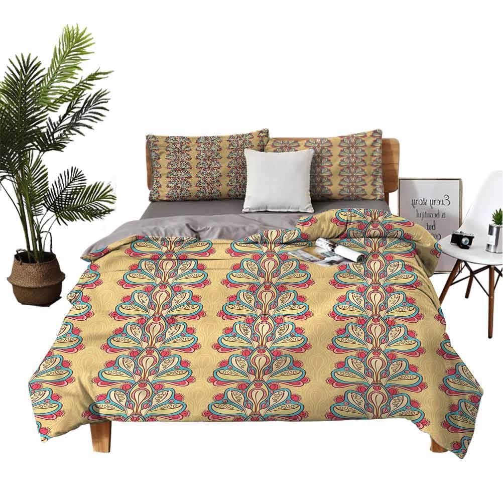 SUZM Abstract 3-Piece Lightweight Comforter Set - Oriental Boho Floral Design for All Seasons - California King Size - Perfect for Bedroom Decor & Boho Chic Home Styling
